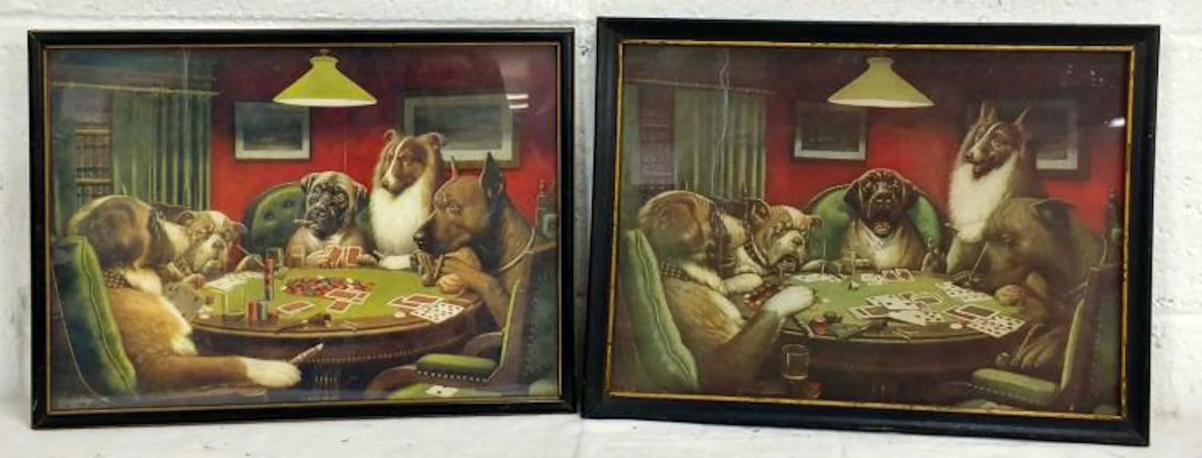 2Pc. Cassius Marcellus Coolidge Framed Dog Prints