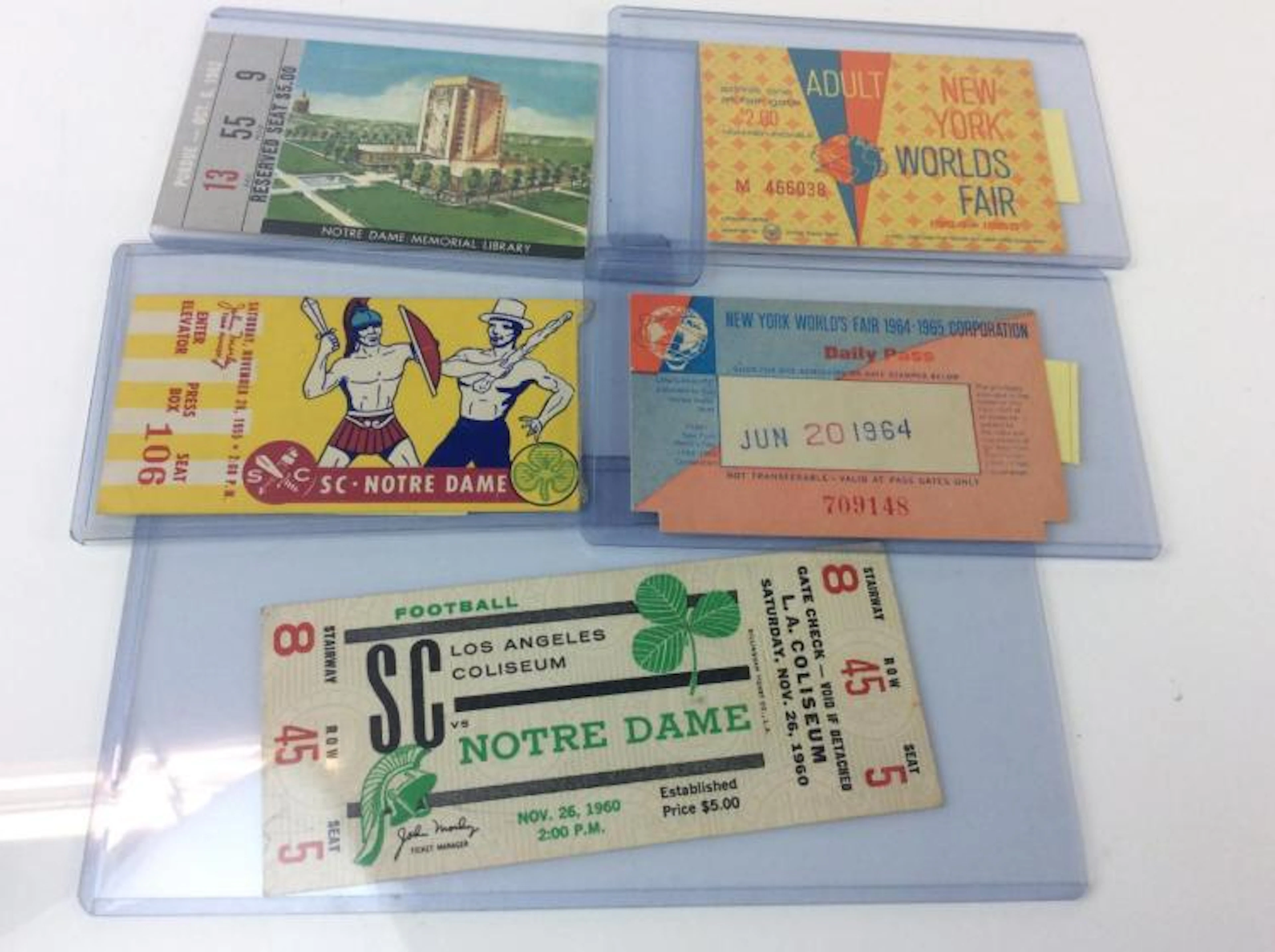 Vintage Norte Dame & Worlds Fair Ticket Collection