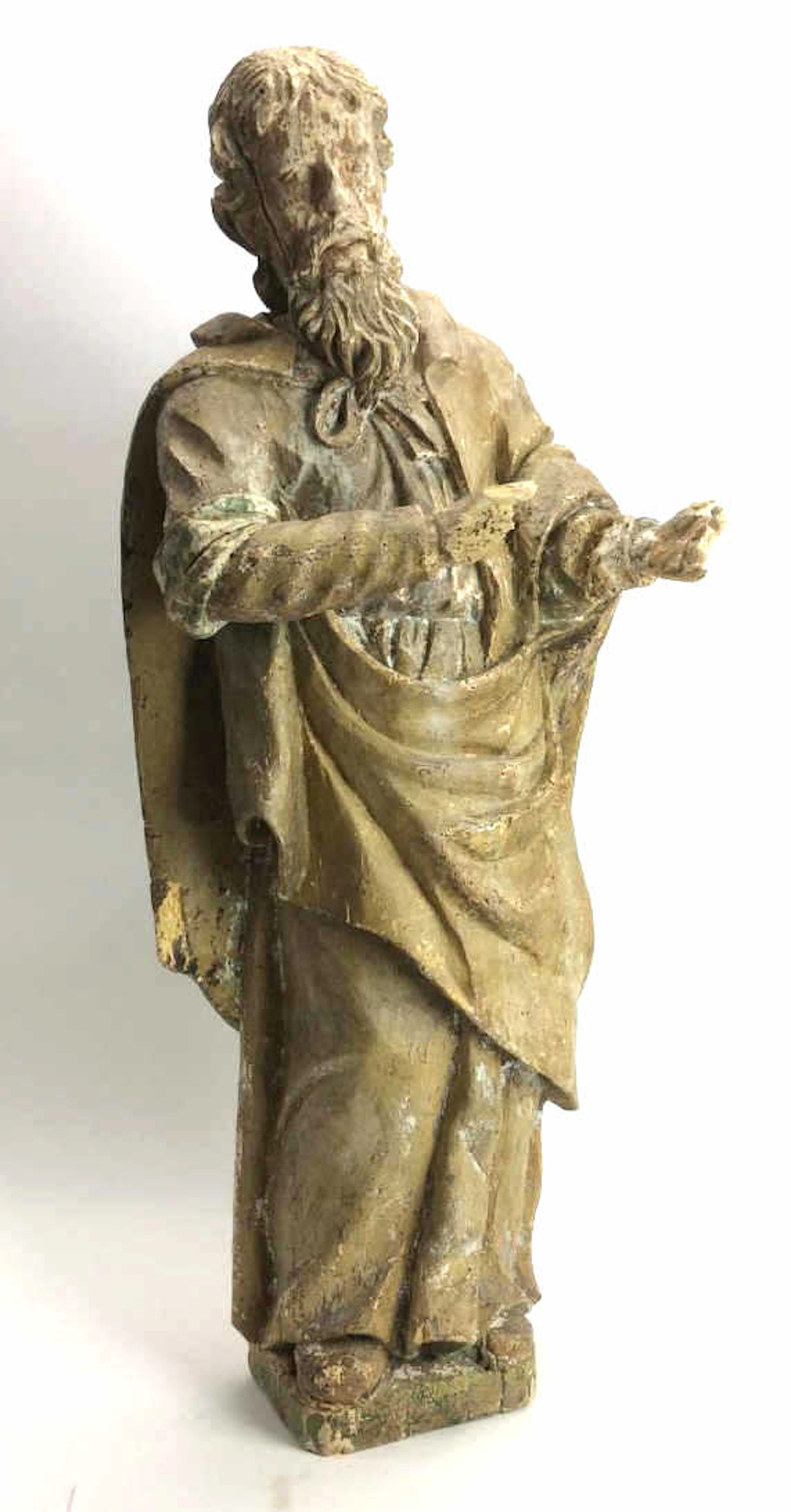 Antique Carved Wood Religious Padre Sculpture