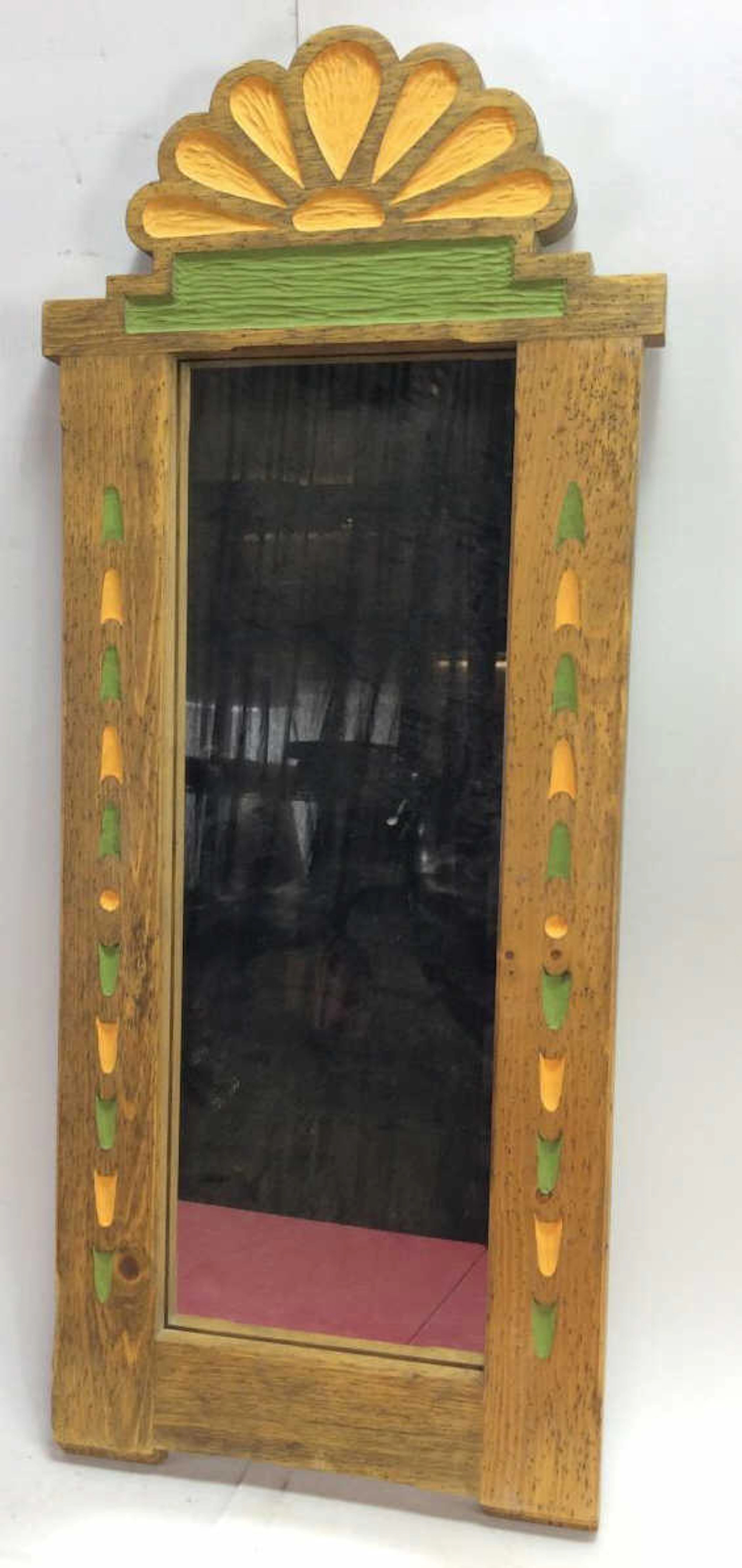 Signed Southwest Wood Mirror