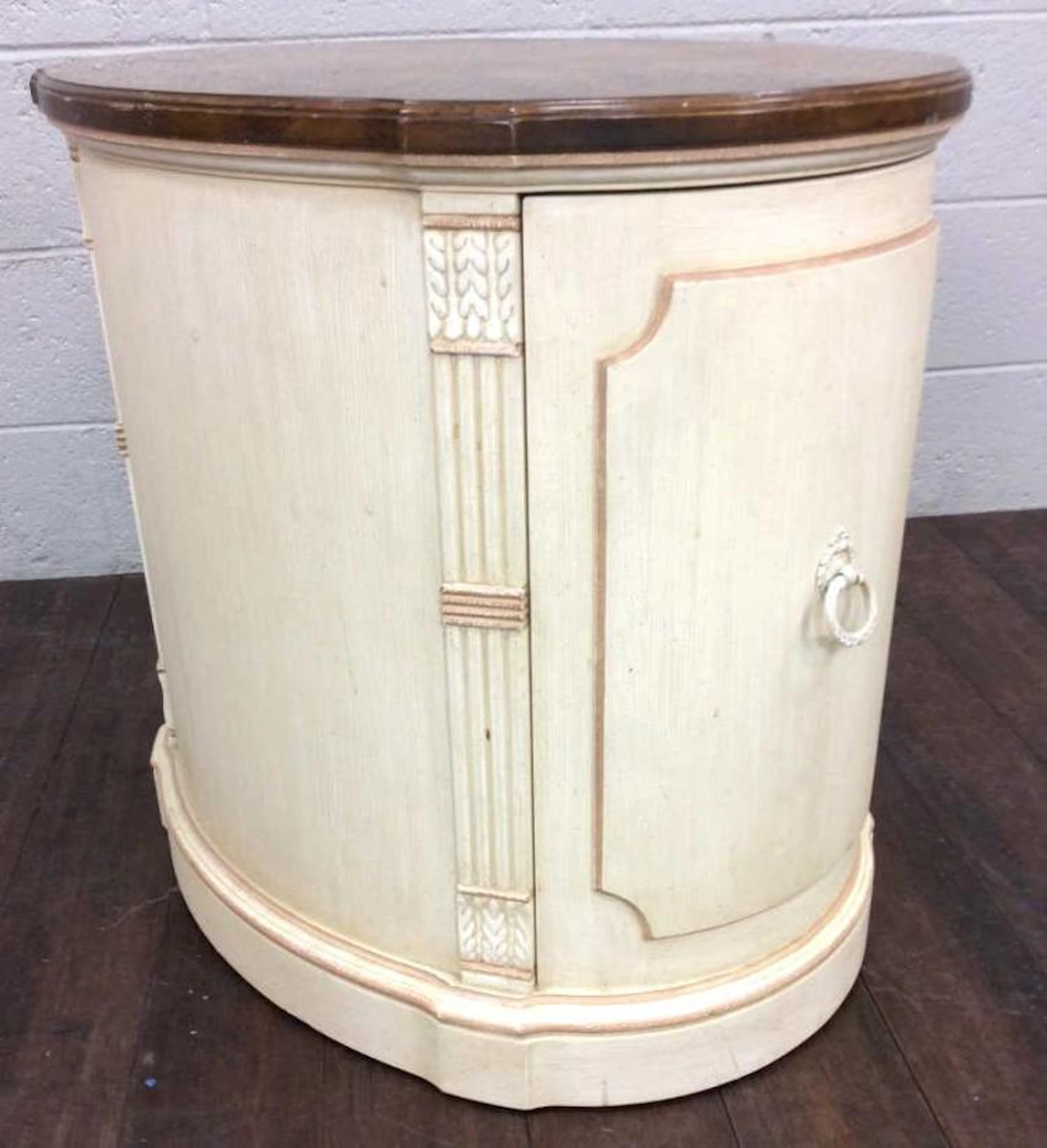 Tuscan Style Oval Storage Side Table