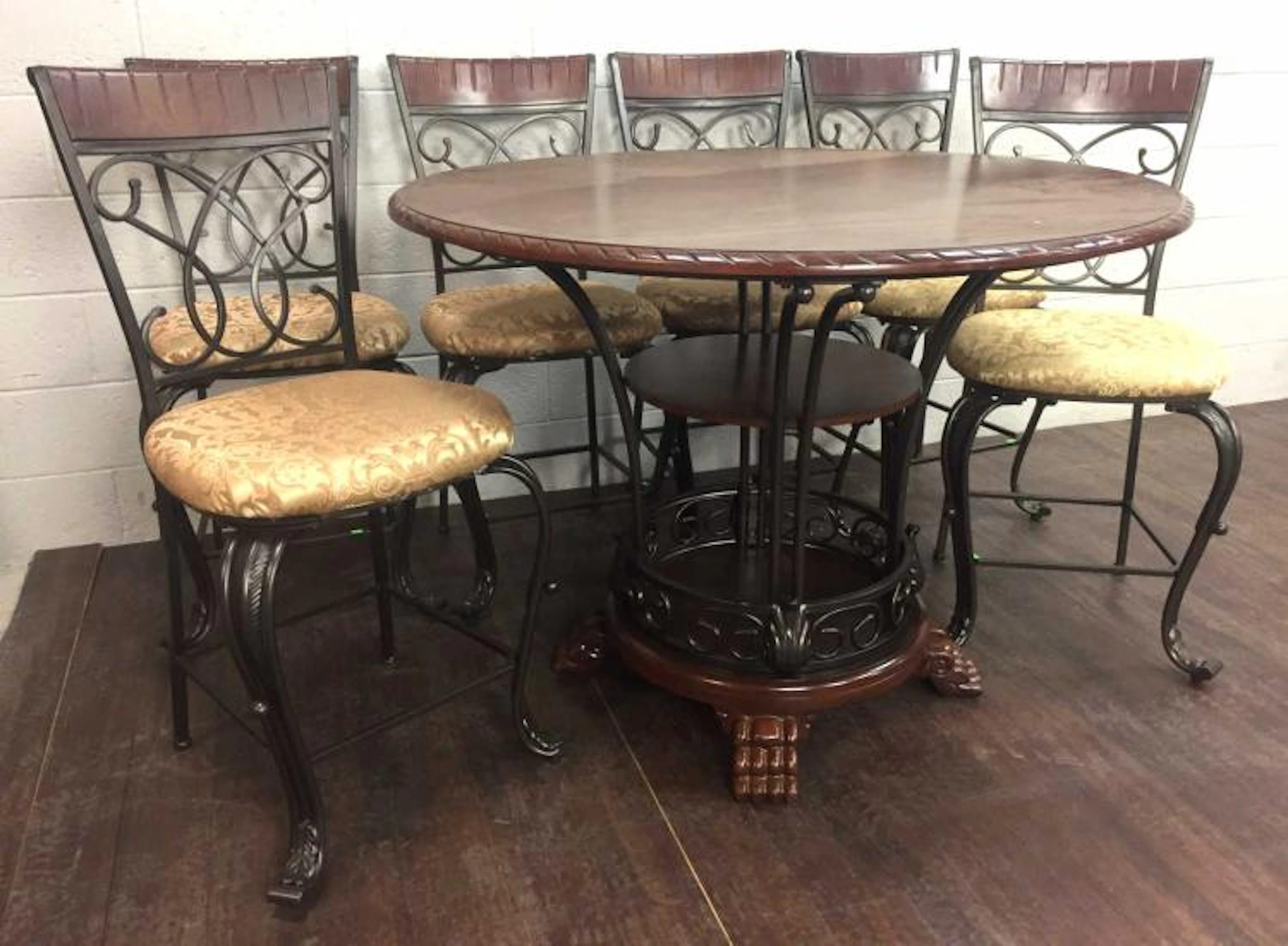 7pc. Tuscan Style Scroll Metal Table & Chairs