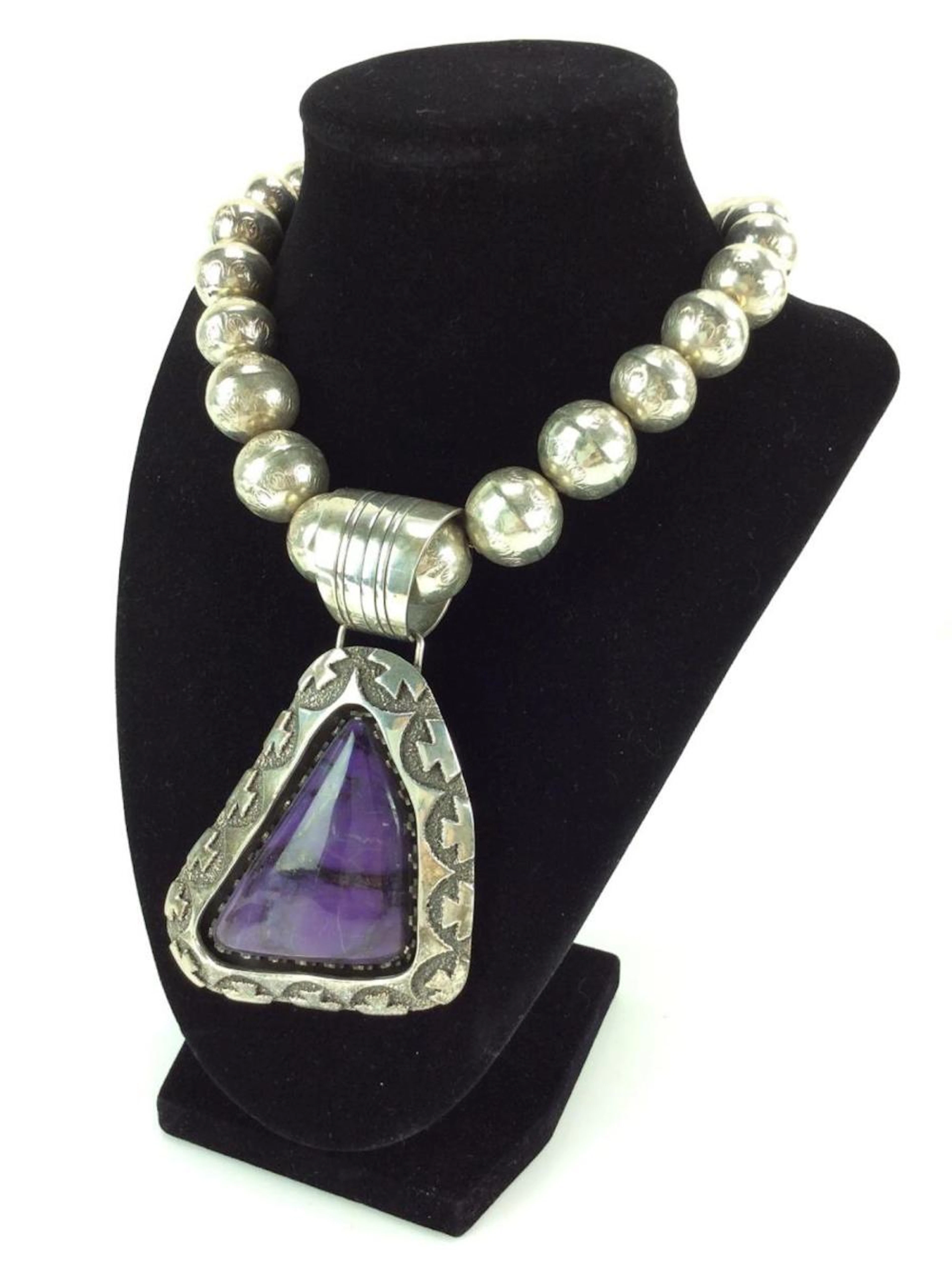 Ronnie Hurley Navajo Sterling & Charoite Necklace