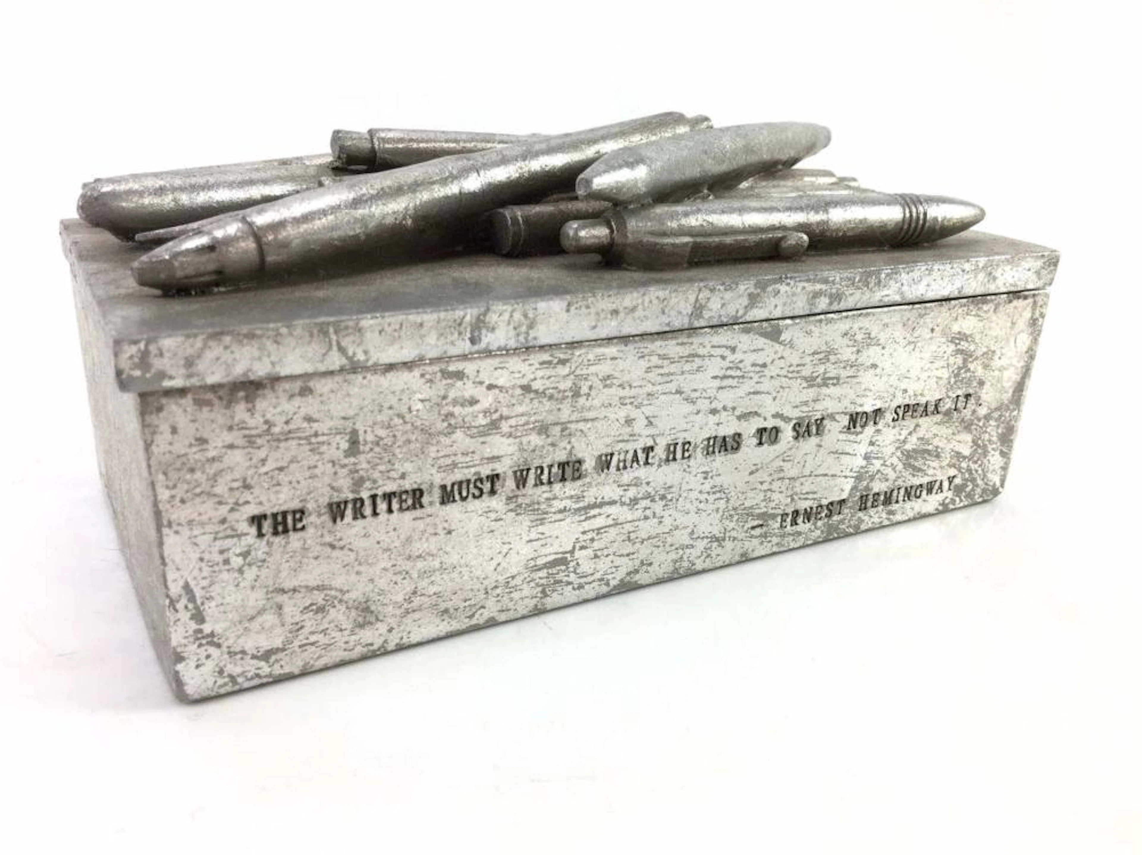 20th C. Ernest Hemingway Silver Gilt Pen Box