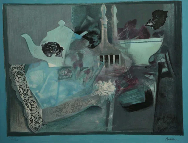 Jean-Jacques Balitran Blue Still Life Signed Print