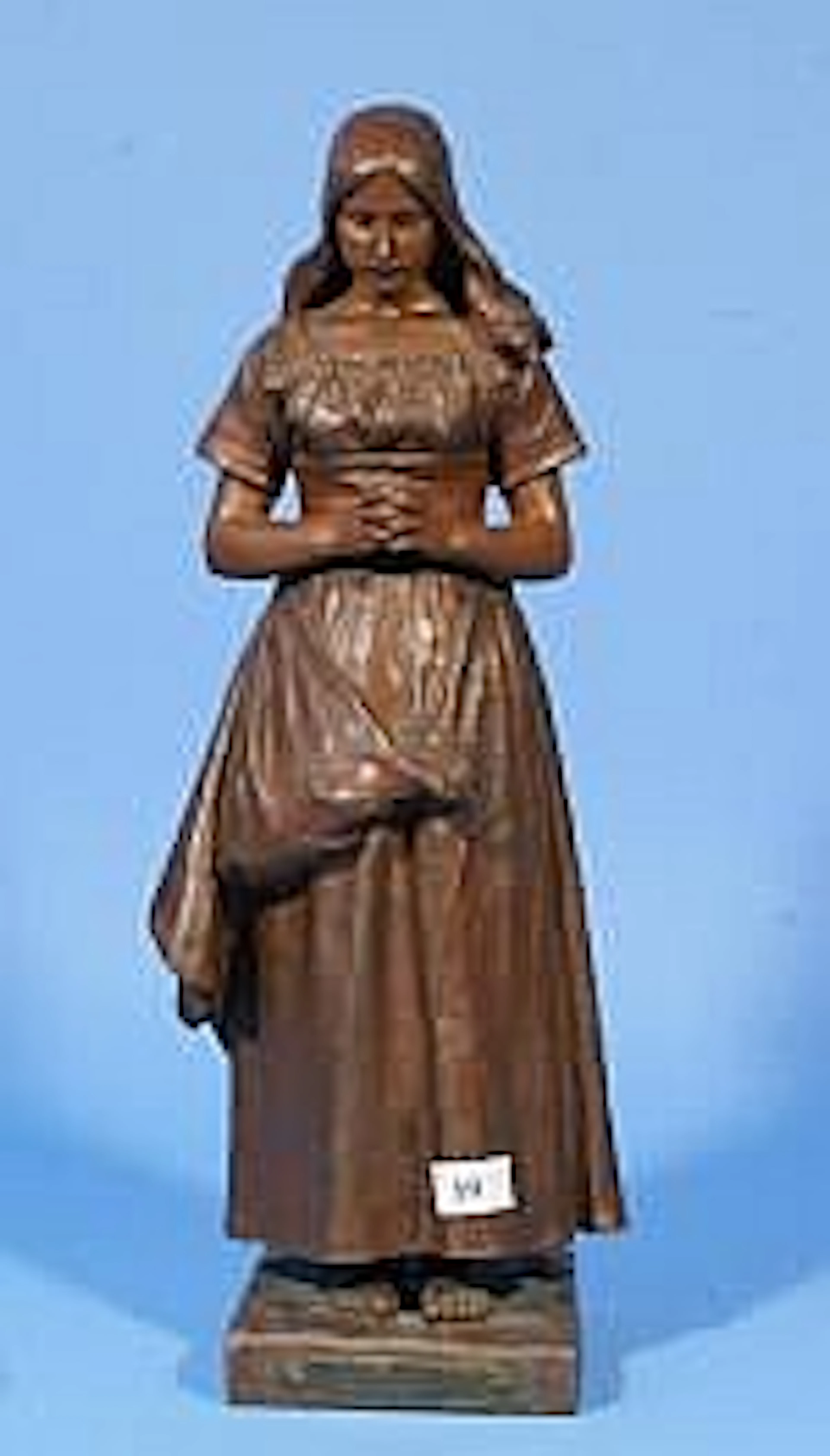 Patinated metal sculpture, Angelus par Jacquot, h.