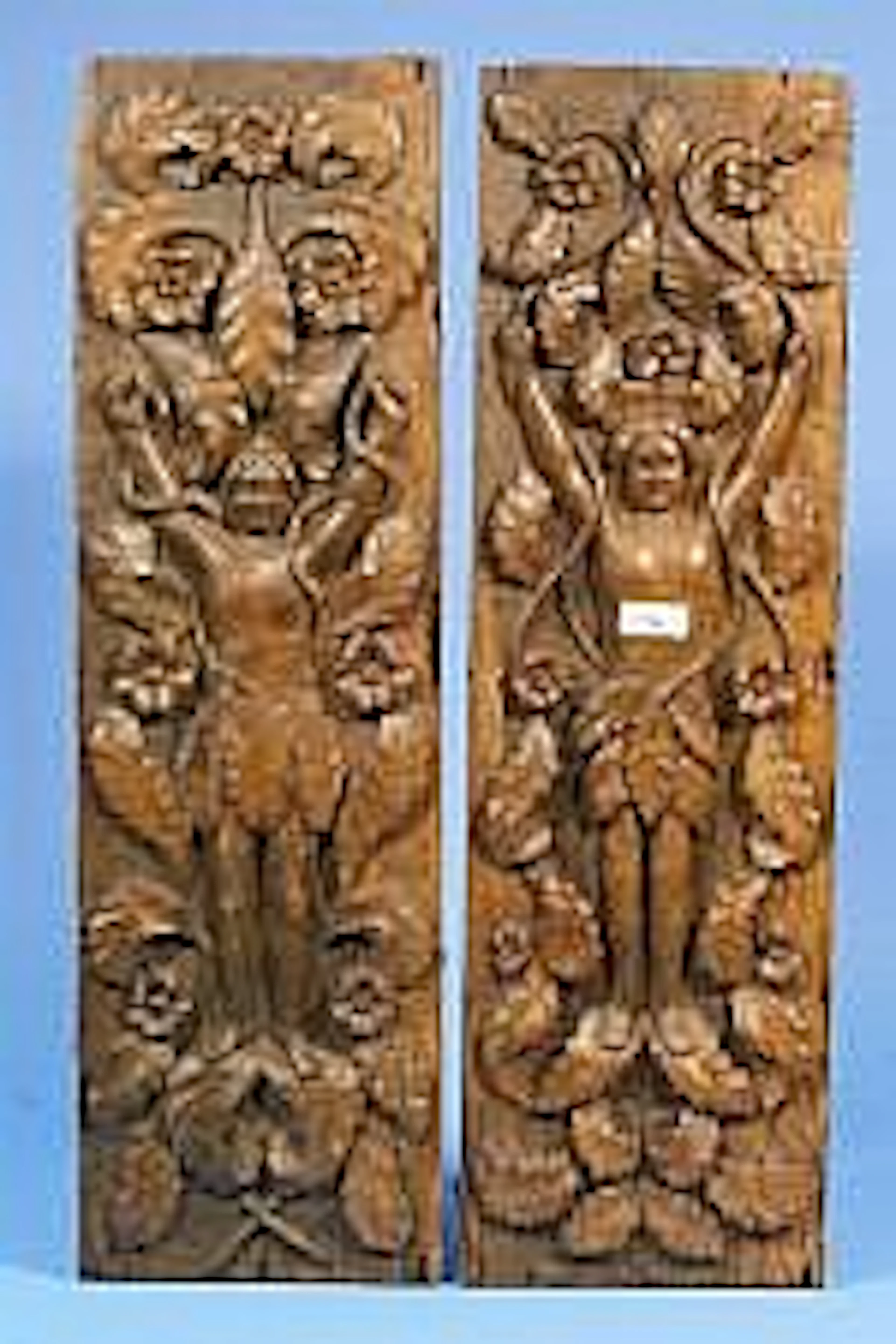 Two oak panels, Adam and Eve, 18th century, dim.