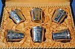 6 gilt silver small cups, 925, in original case