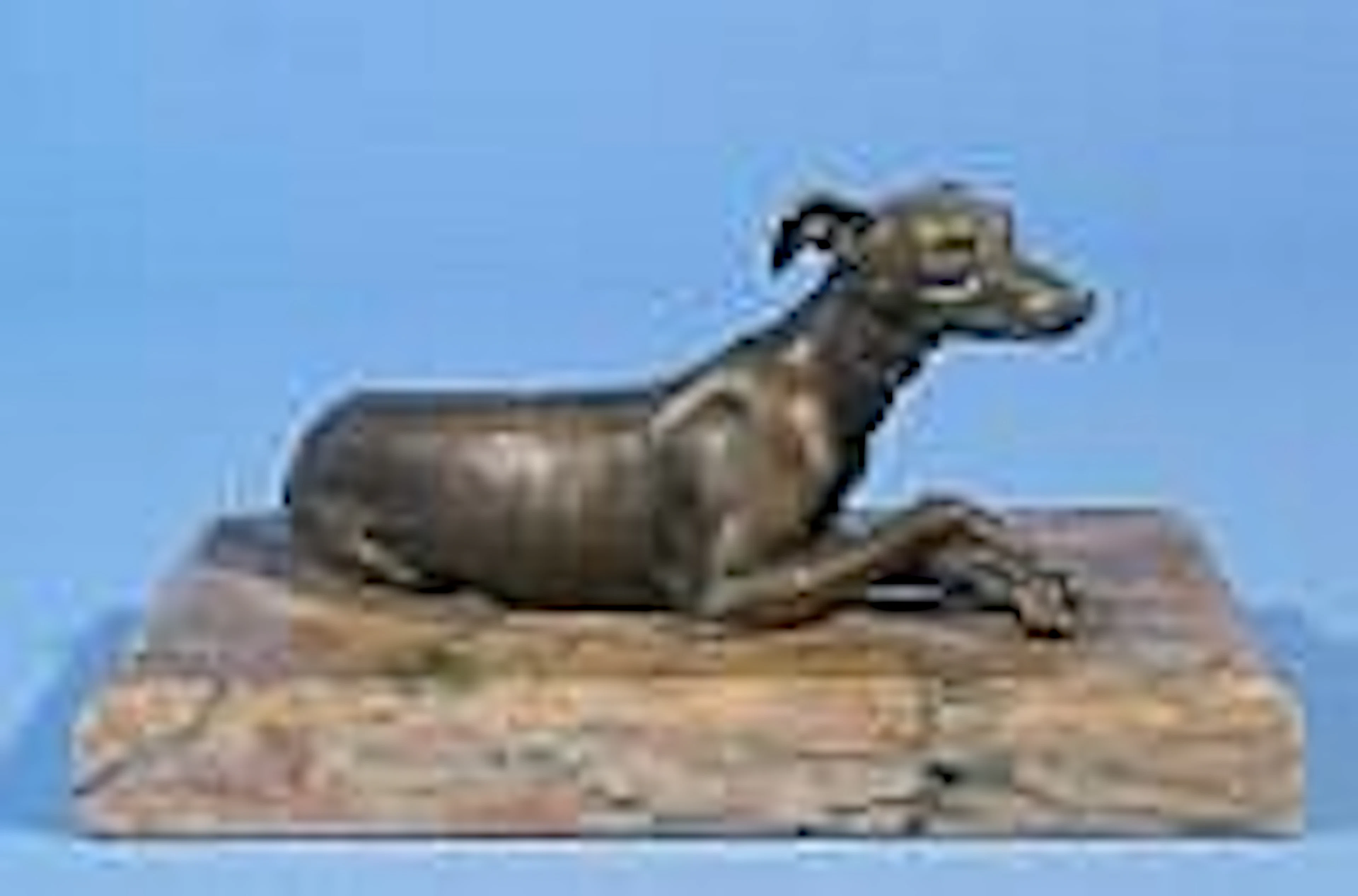 Bronze sculpture, Whippet on marble base, dim. 5 x