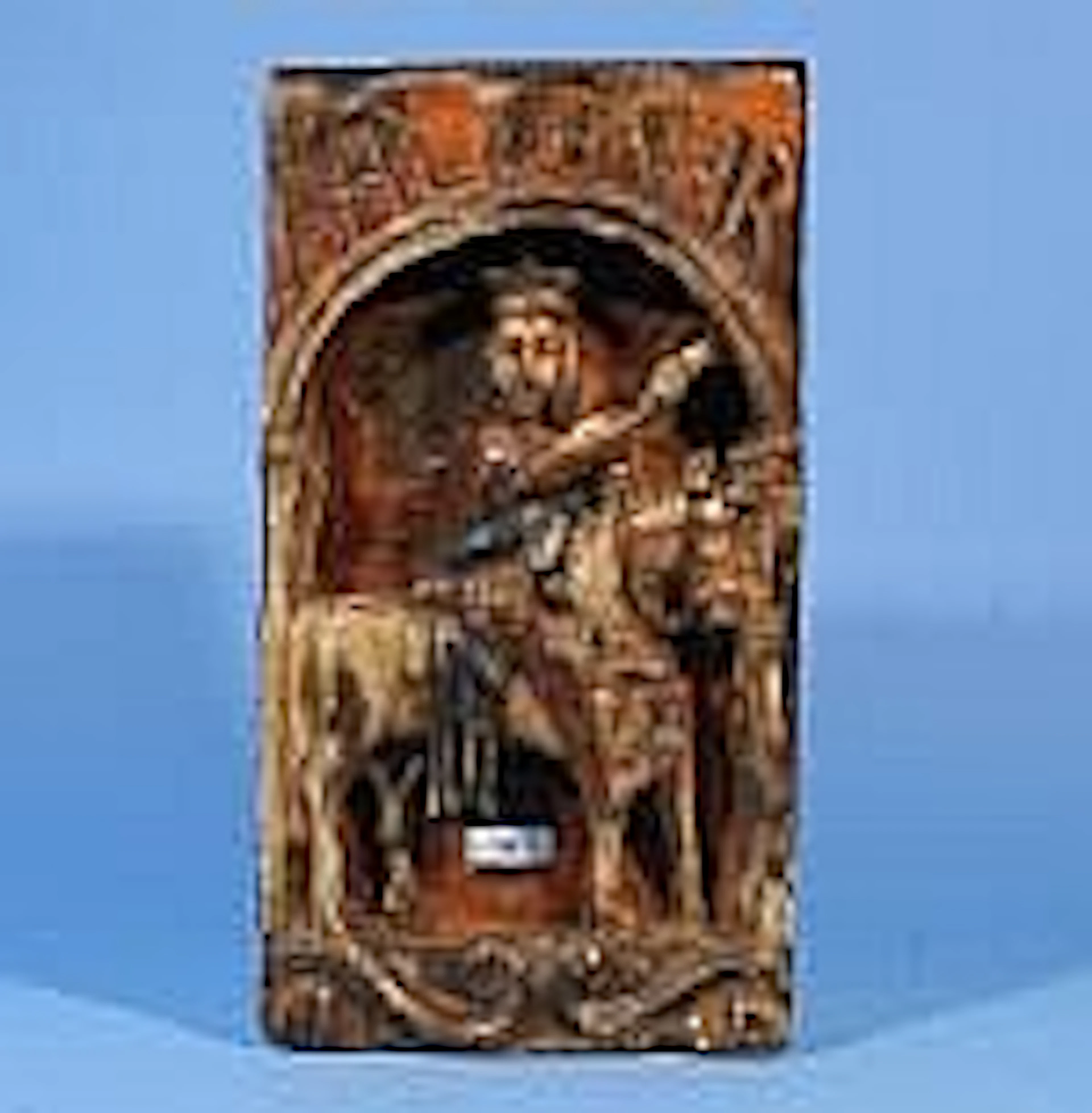 Polychrome wooden sculpture, Man on horse, early