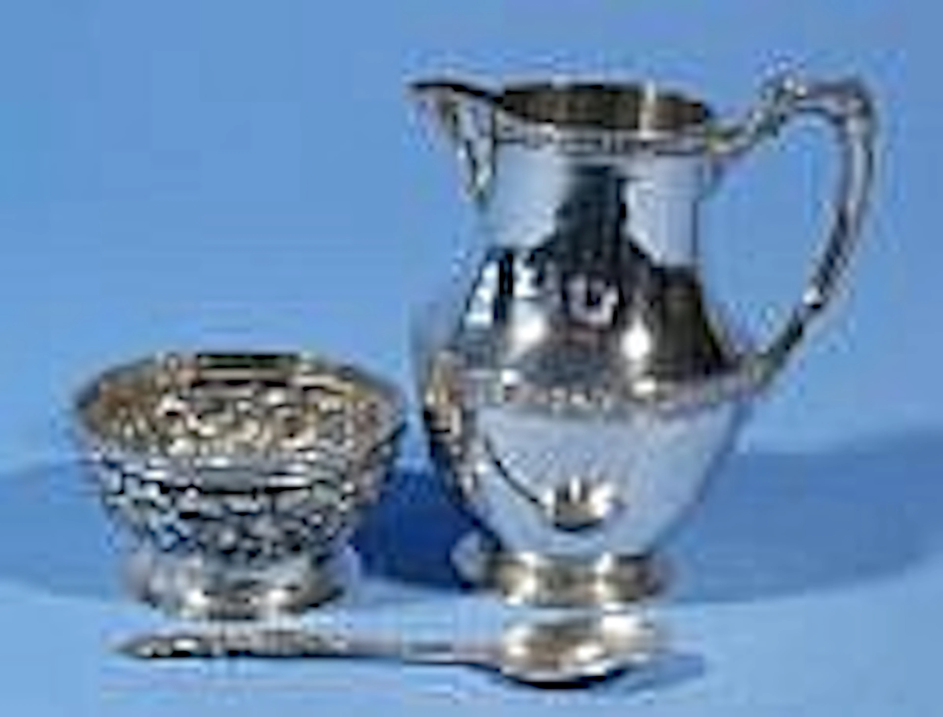 Silver milk jug, 800, silver sugar bowl, 800 and