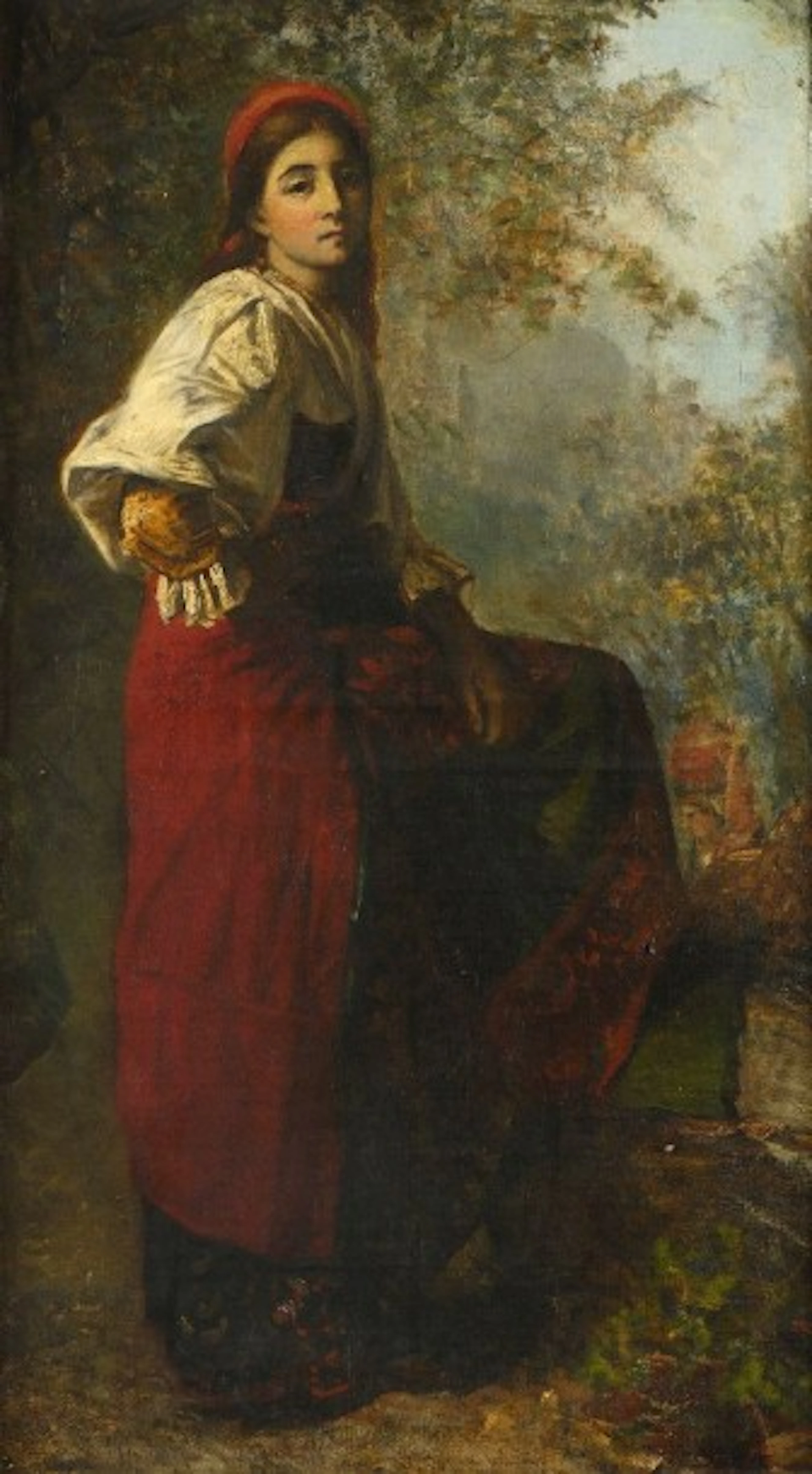 Attribué à Achille OUDINOT (1820-1891) "Jeune italienne" Huile...