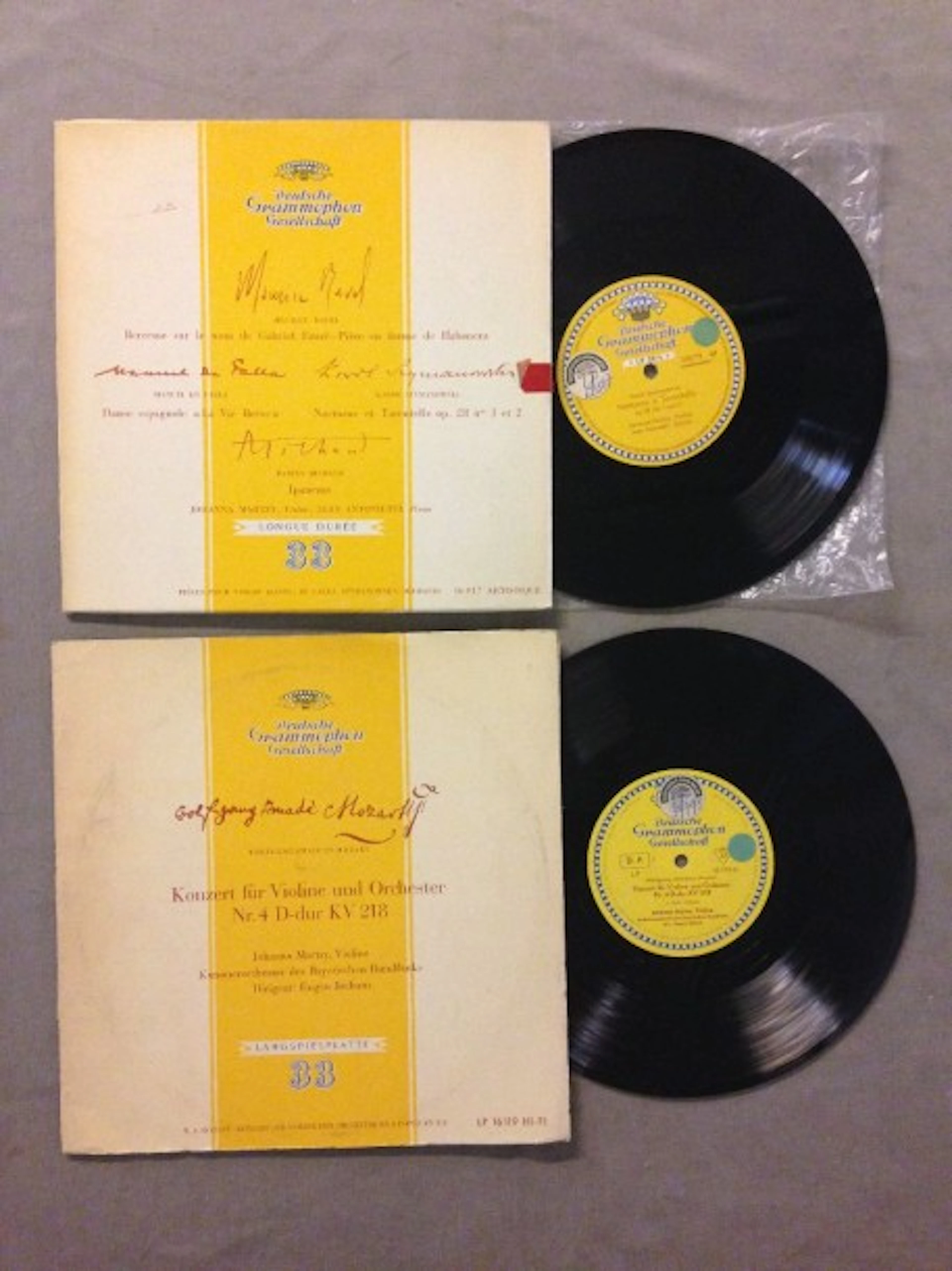LOT de 2 disques 33 T de Johanna Martzy : 25T Wolfgang Amadeus...