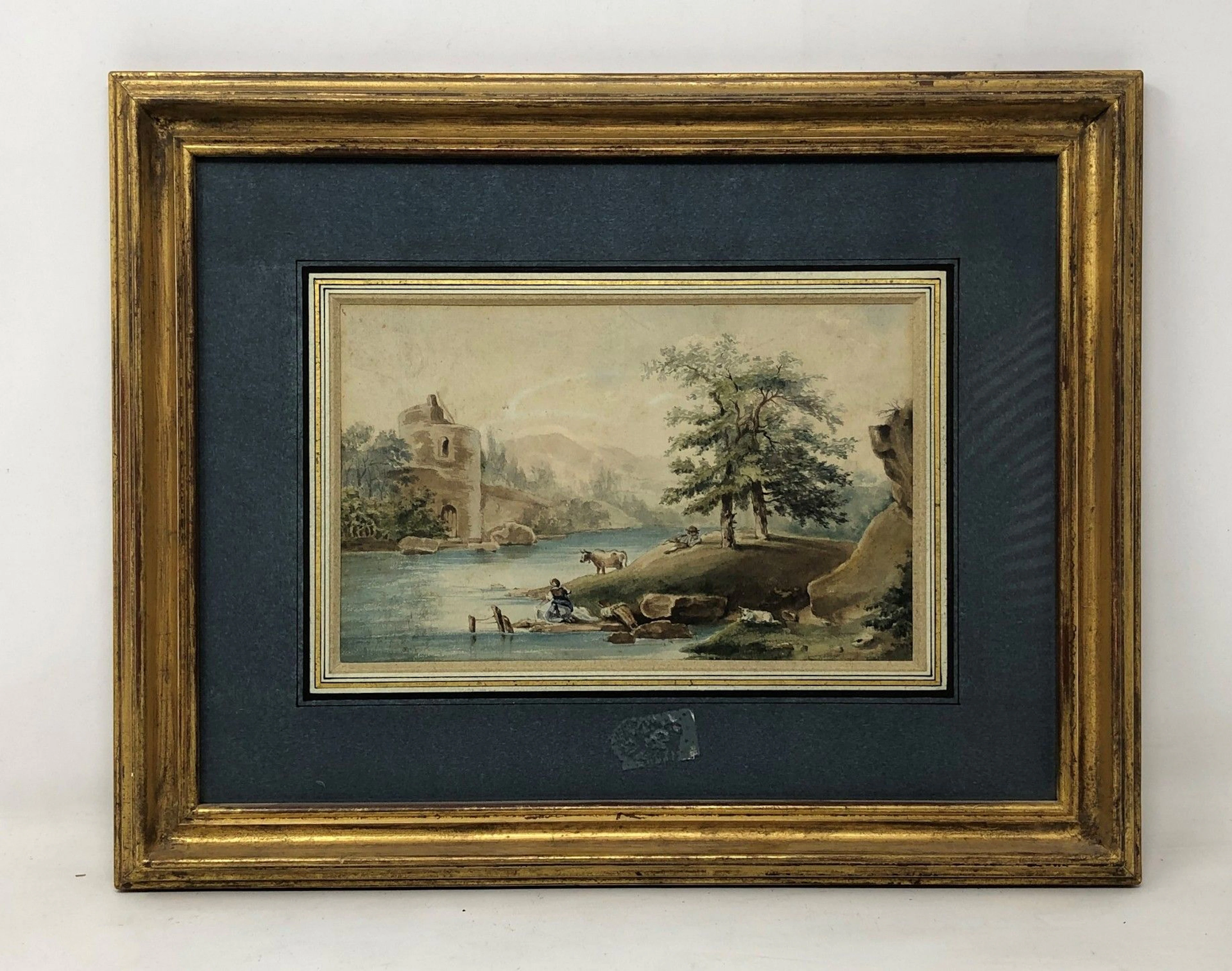 Ecole du XVIIIe siècle "Lavandière et pâtre..