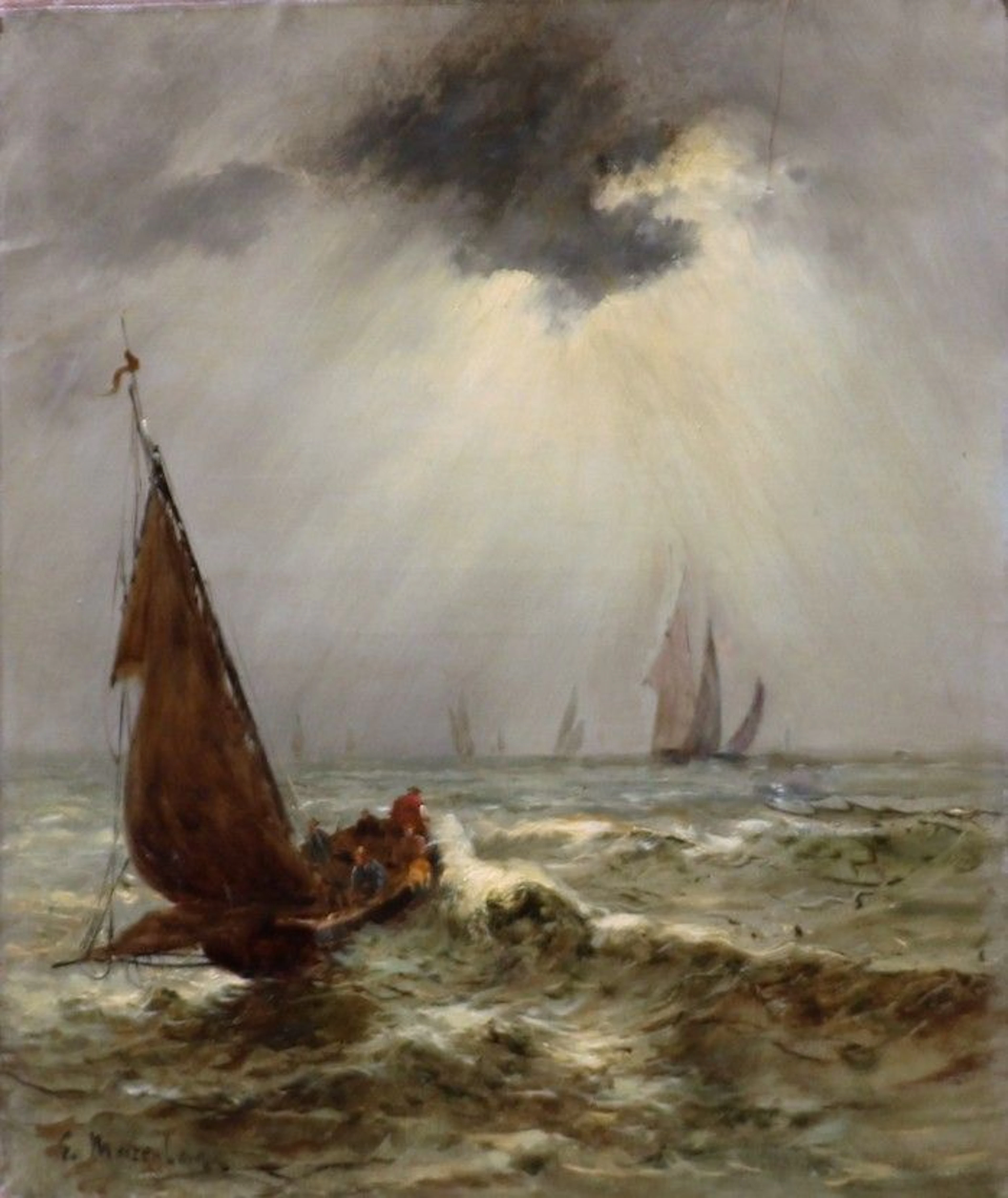 MEISENBERG (XIXe siècle) "Voiliers en mer,..