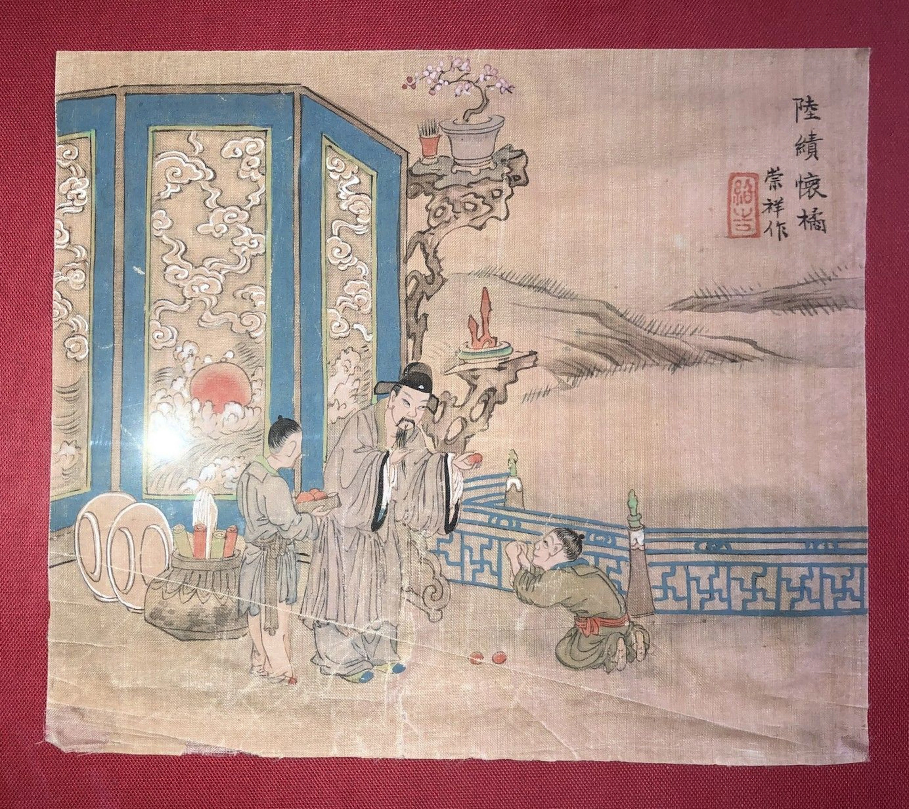Ecole chinoise "Dévotion chinoise" Gouache..