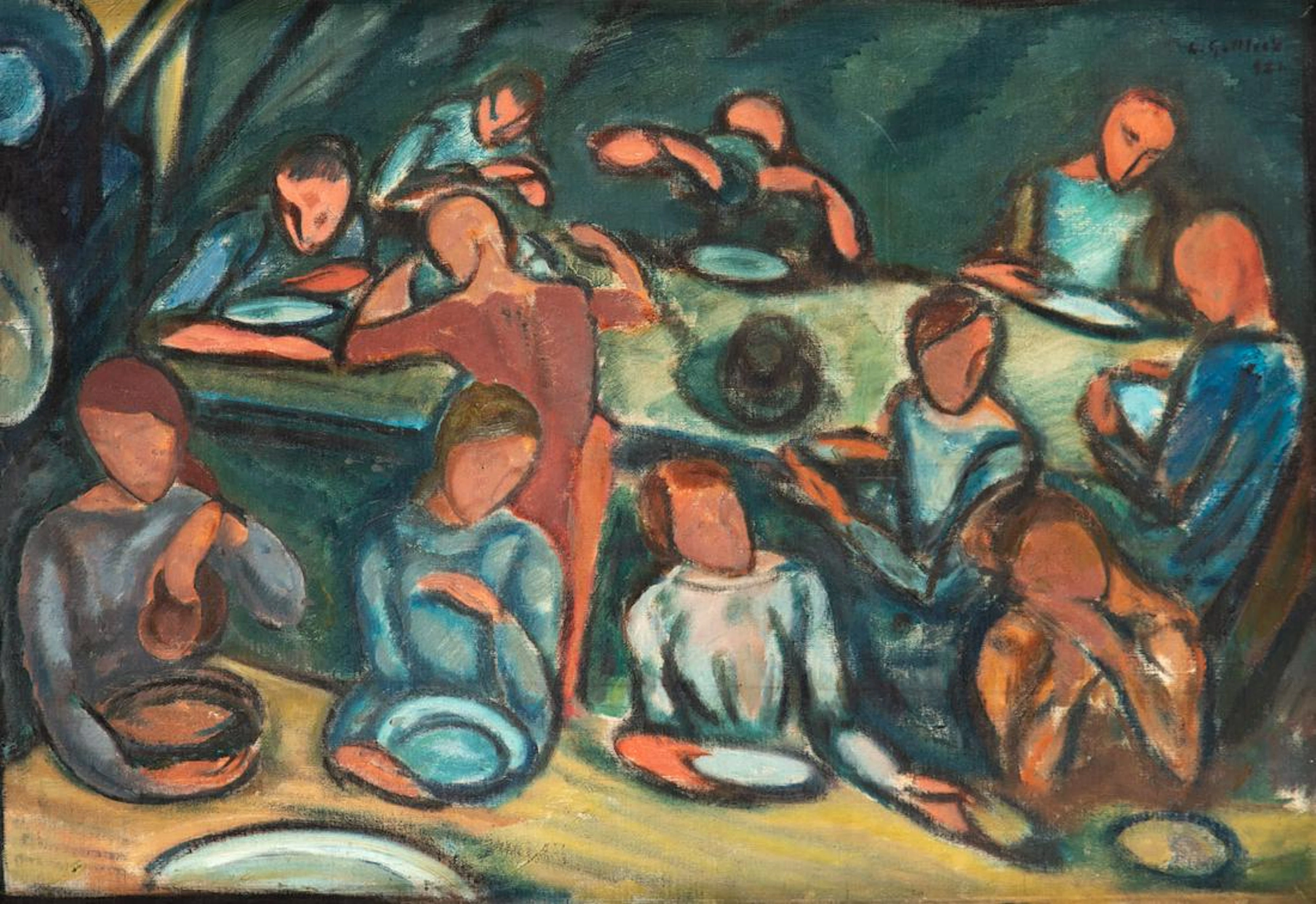 Leopold Gottlieb (1879 - 1934), "Fishermen's supper",