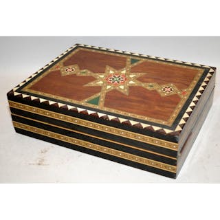 Quality vintage wooden chess set presented in a folding wood...