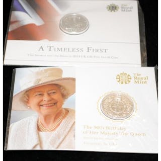 Royal Mint 2013 and 2016 fine silver £20 coins. Both in BU c...