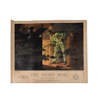 ORIGINAL RAIL TRAVEL POSTER, THE NIGHT MAIL, THE ENGINEMEN BY SIR
