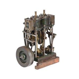 A RARE STUART TURNER TWIN CYLINDER VERTICAL MARINE ENGINE, CIRCA 1920 OR 1930