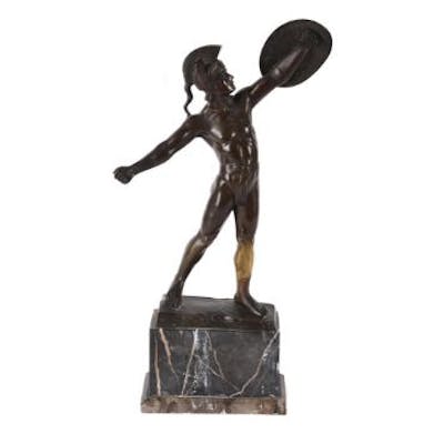 WILHELM VOLZ (18551901), A GERMAN ART DECO BRONZE MODEL OF A SPARTAN