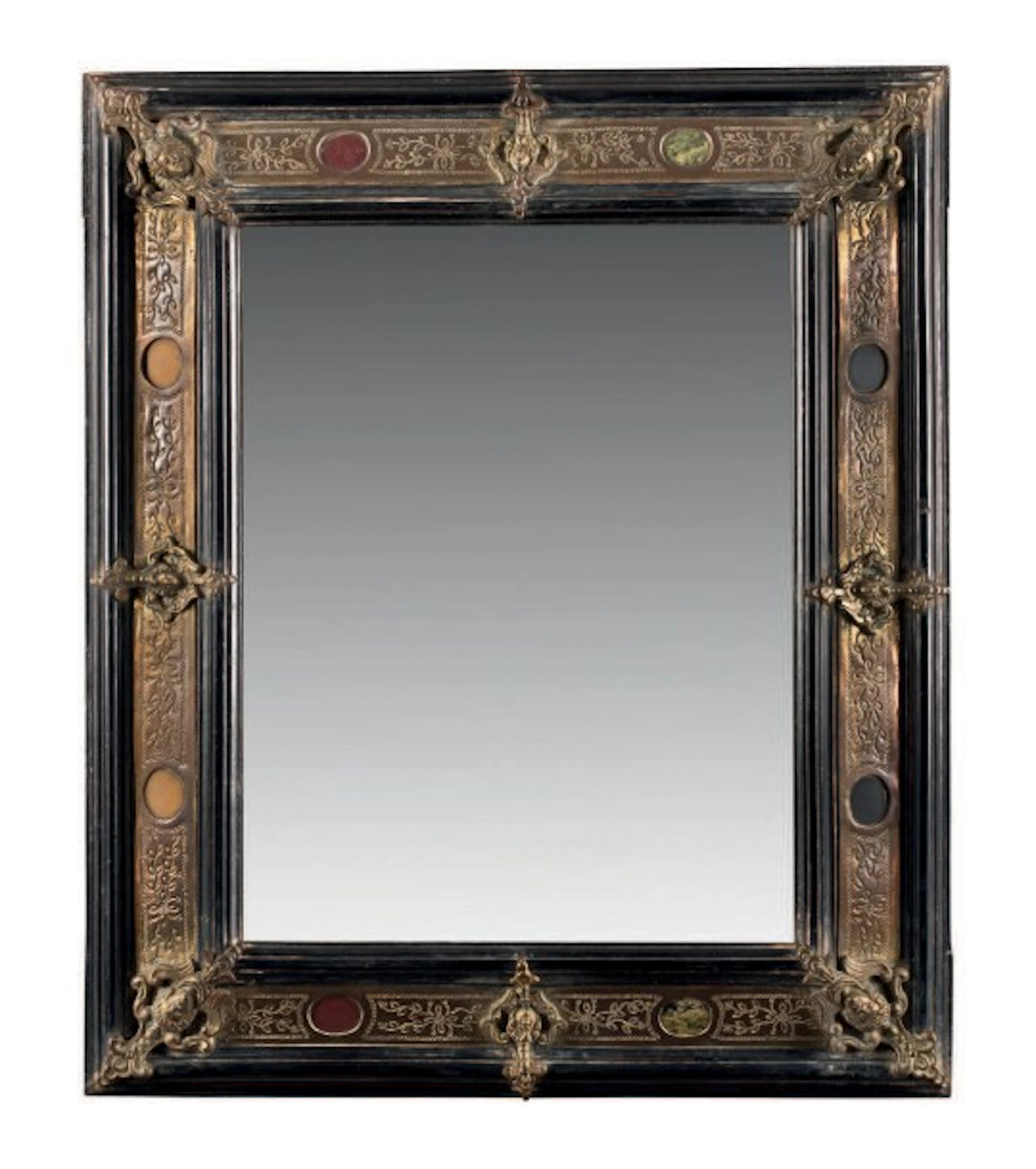 Petit miroir en bois noirci