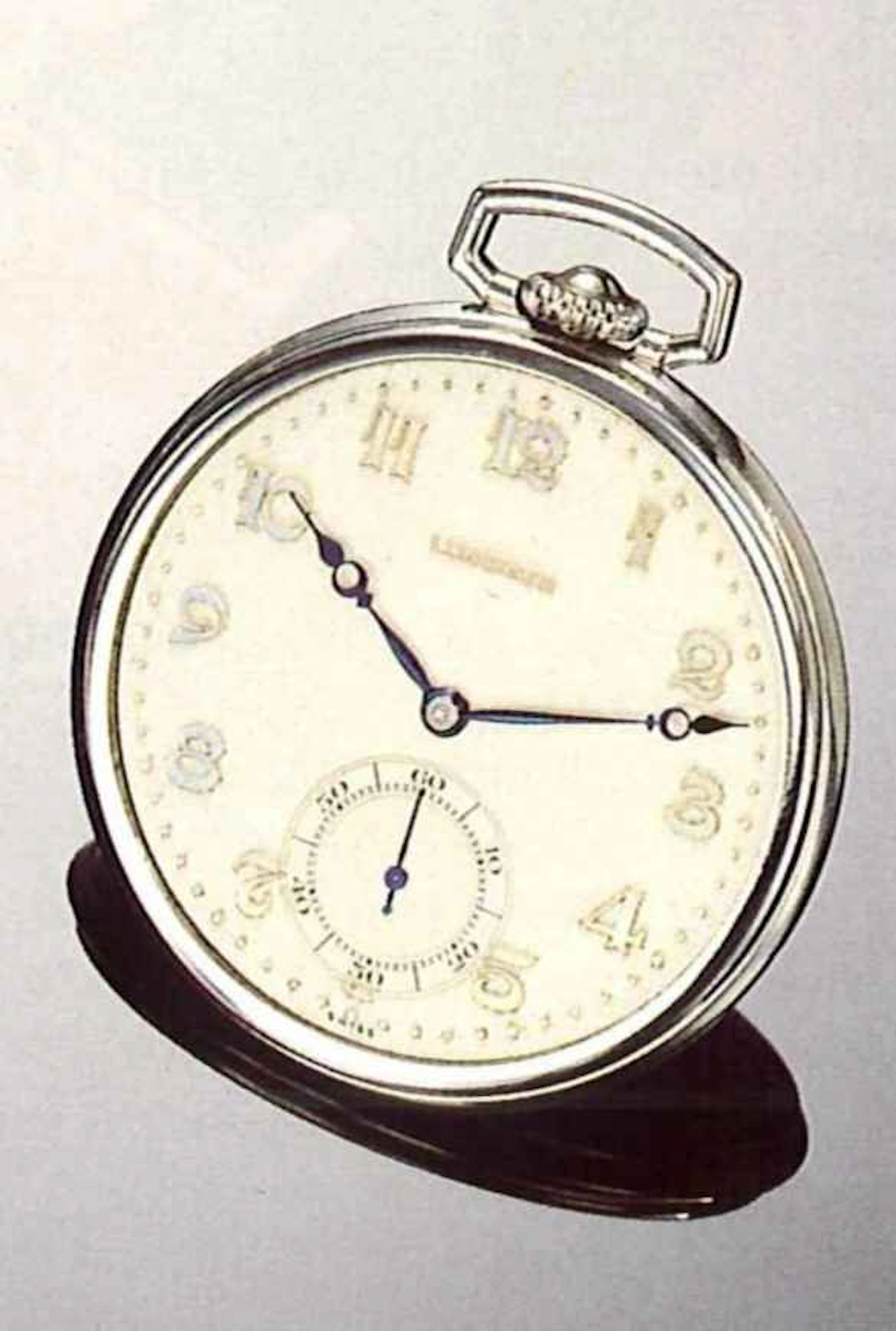 Longines, anni '30. Elegante orologio da taschino, in metallo laminato in oro bianco 10 ct.