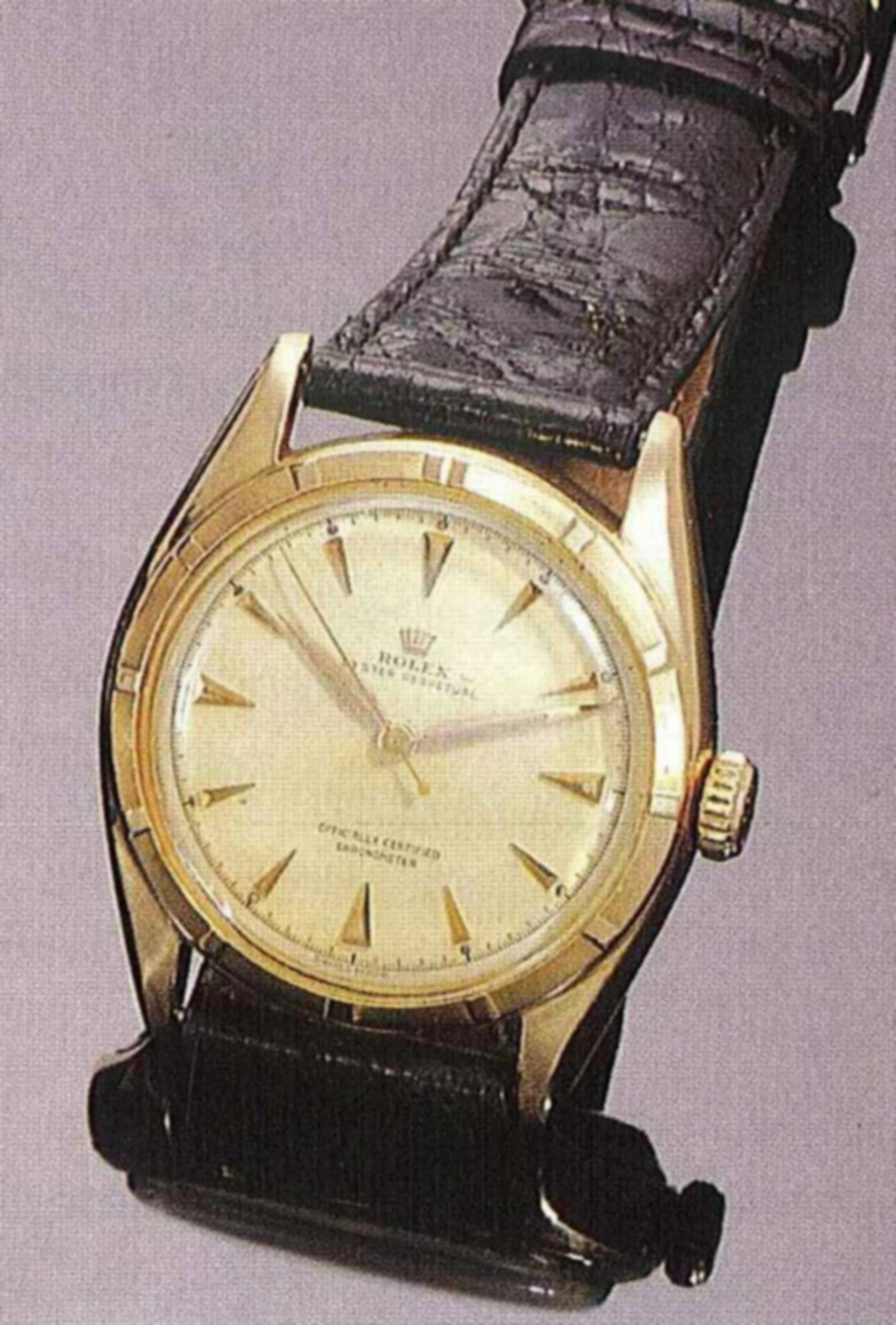 Rolex Oyster Perpetual, O f f i c i a l l y Certified Chronometer, Ref. 6085, anni '60. Interessante orologio da polso, per uomo, in oro rosa 18 ct., secondi al centro, carica automatica e impermeabil