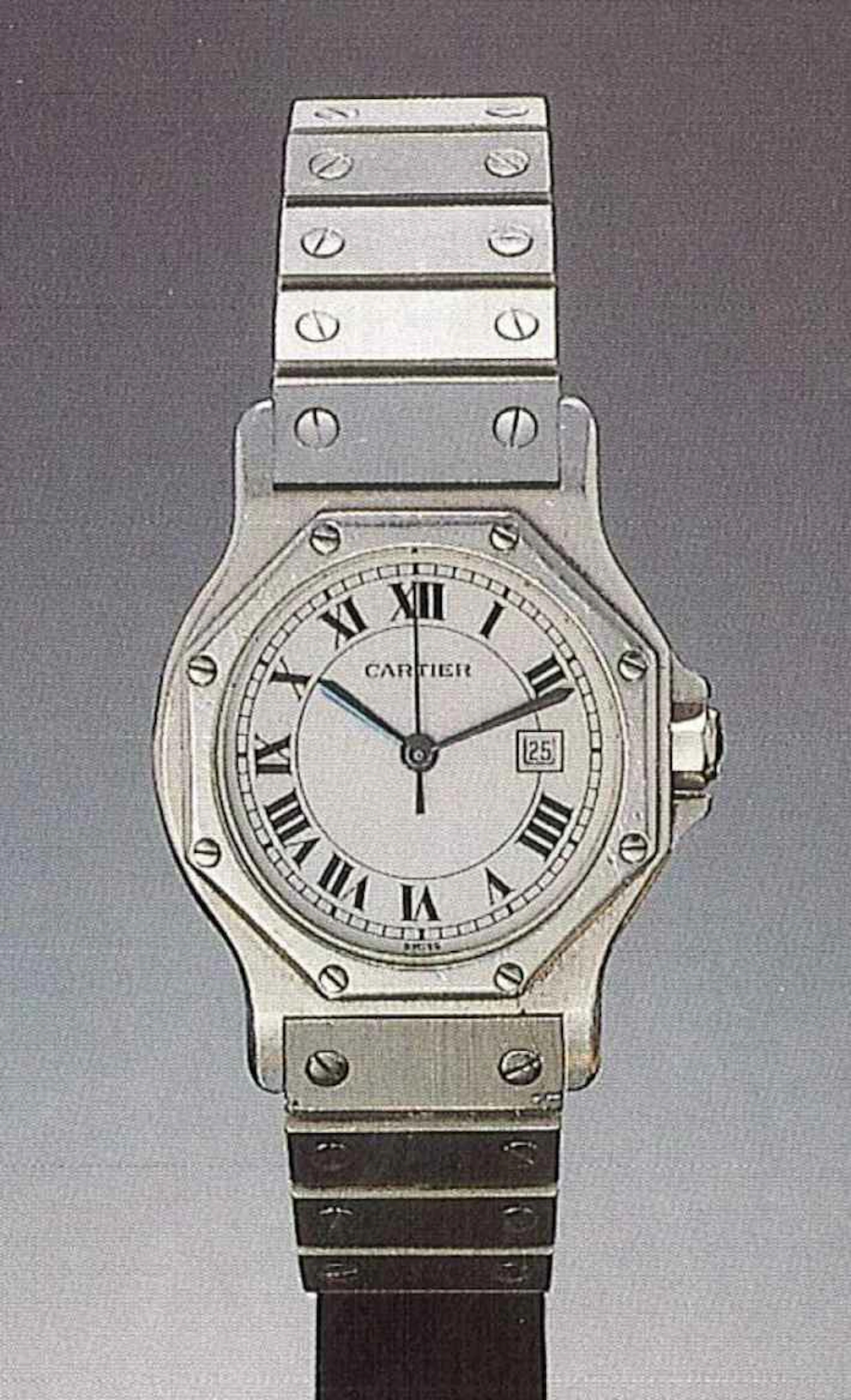 Cartier, Swiss, No. 2965-12946, recente produzione. Interessante orologio da polso, per uomo, in acciaio, automatico, secondi al centro, con data e cinturino originale.