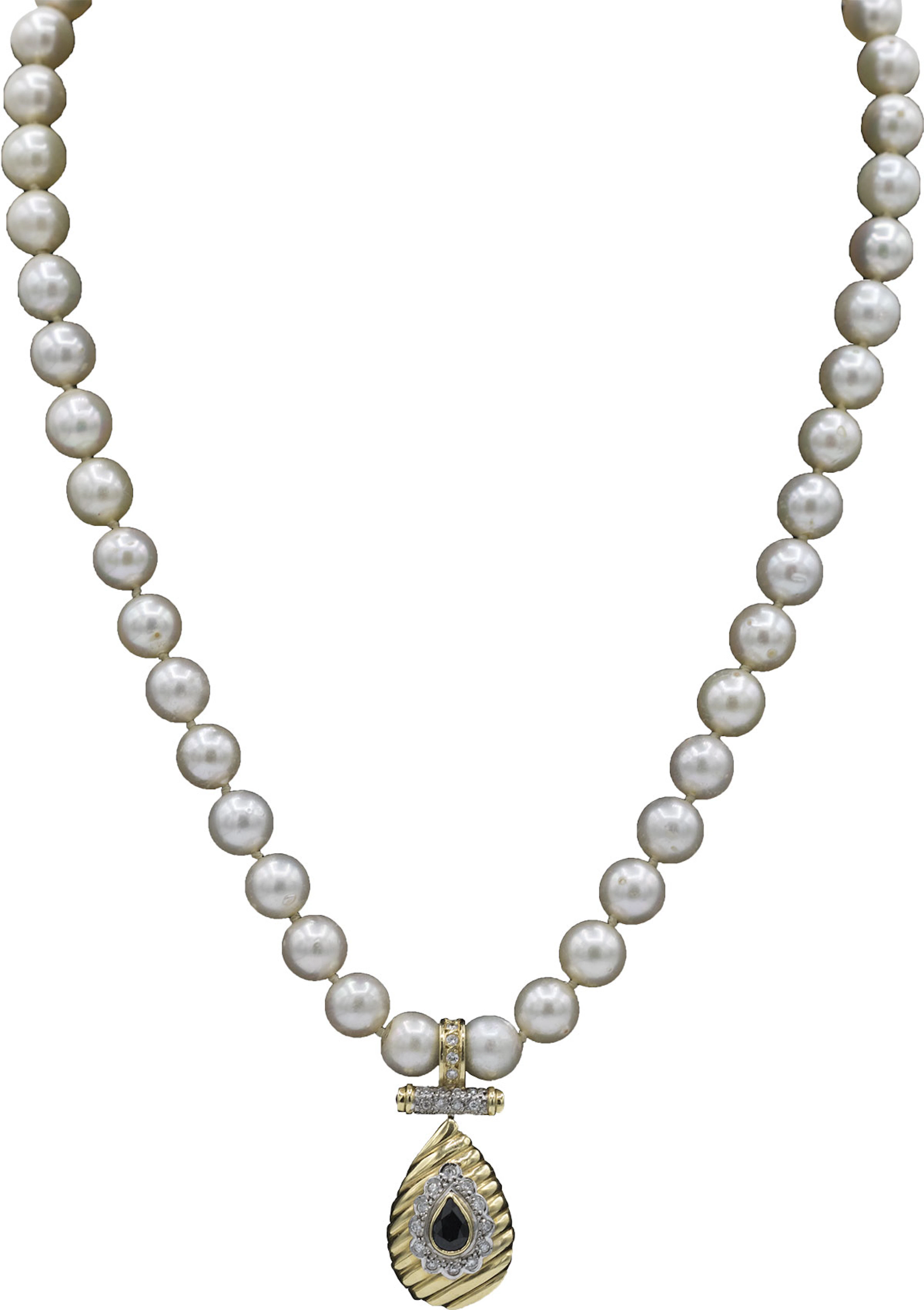 Gargantilla en oro, perlas y diamantes, hacia 1980