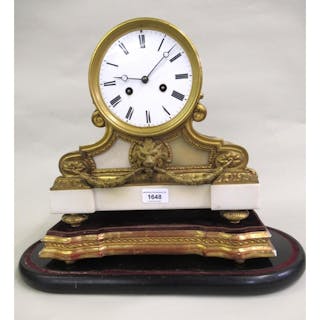 Good quality French ormulo and white marble mantel clock, ha...