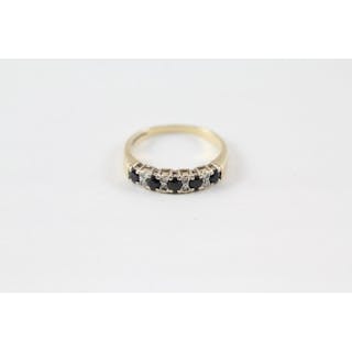 9ct gold sapphire & diamond half eternity ring (2.3g) Size ...