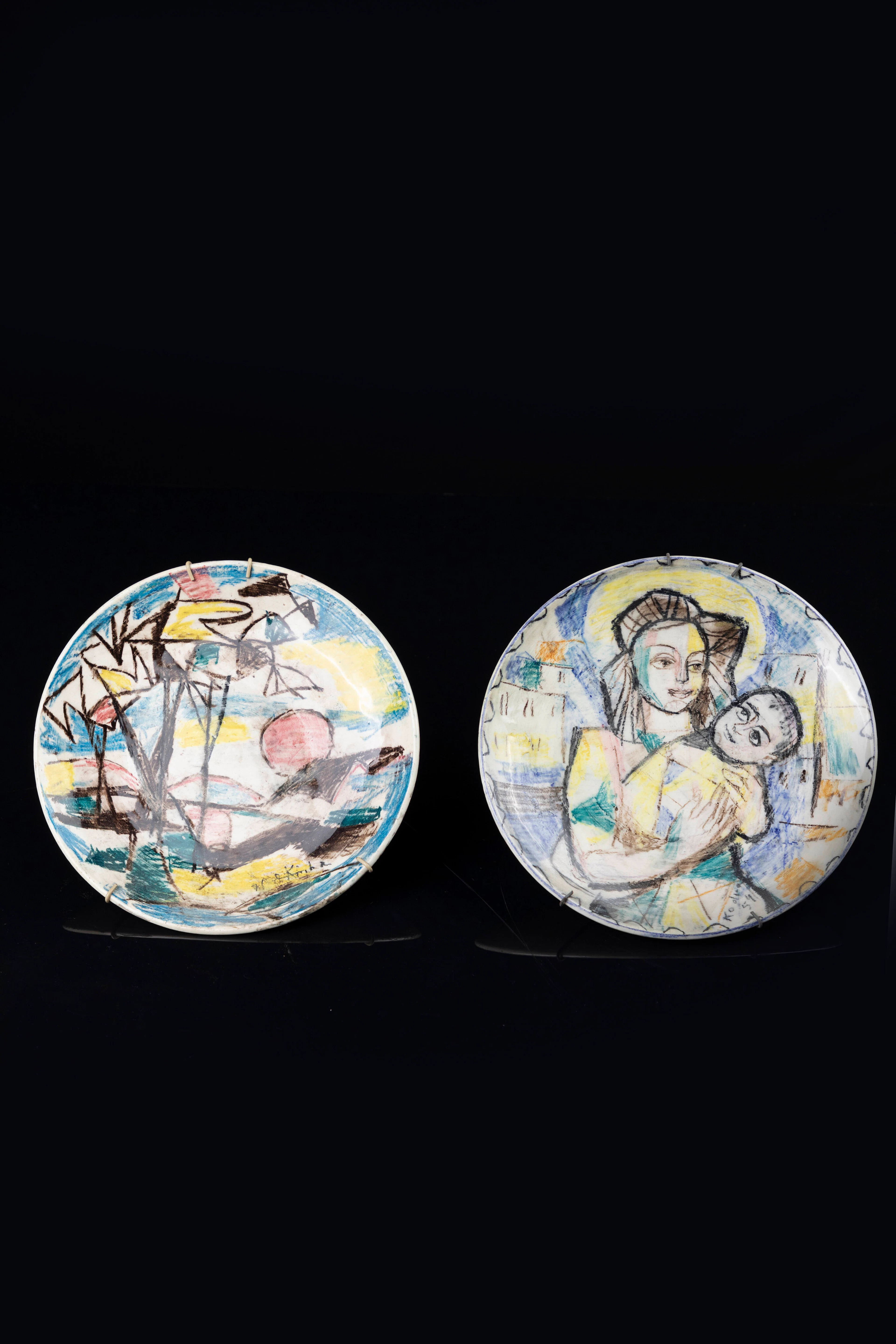 IBRAHIM KODRA - 'Paesaggio' 'Mamma e figlio'