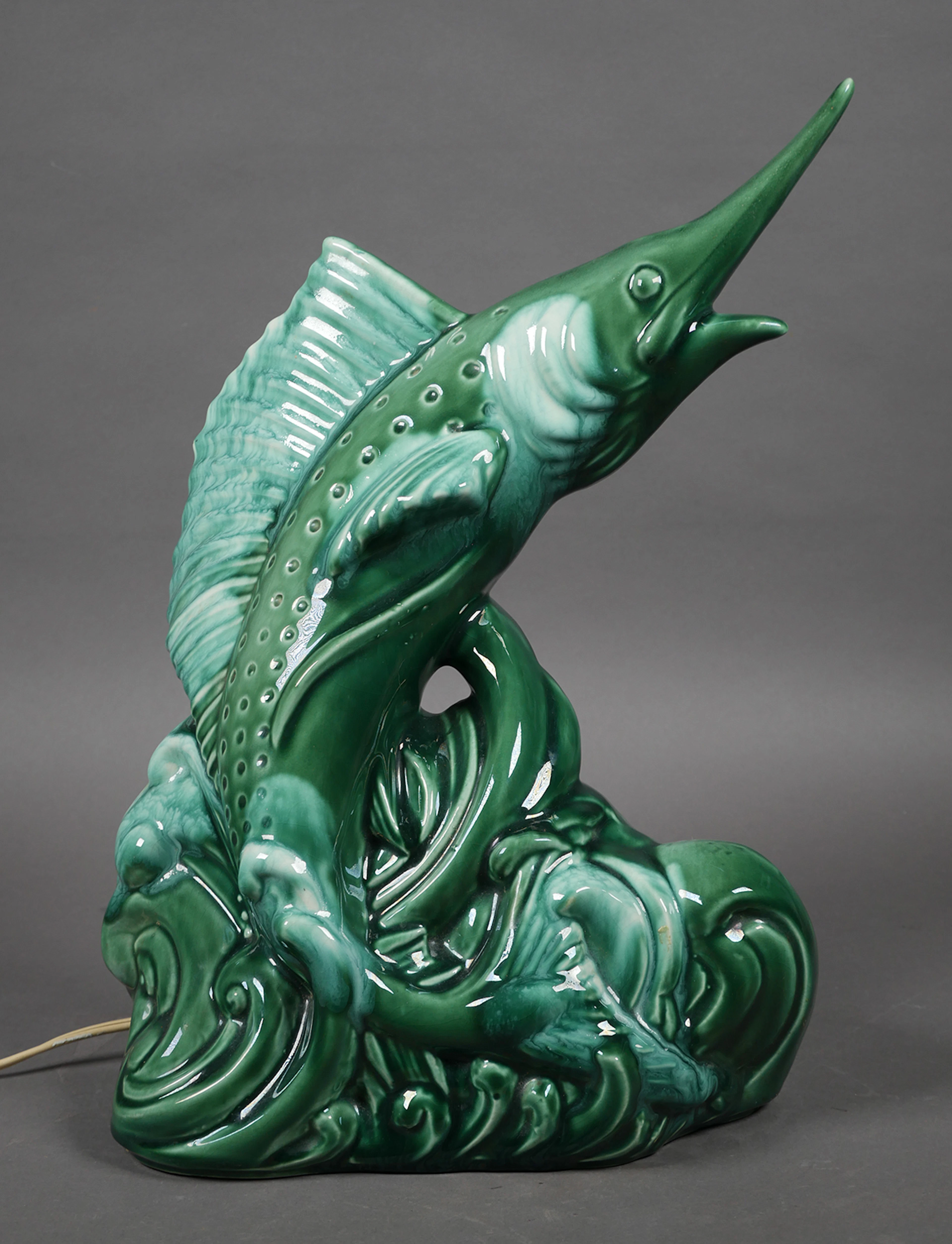 Sailfish Pottery TV Lamp, aft Royal Hickman