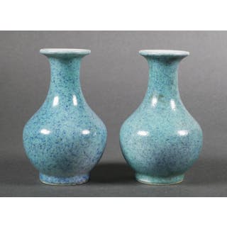 Pair Chinese Robin's Egg Blue Cabinet Vases
