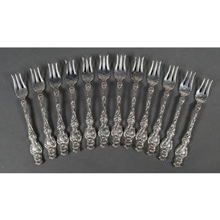 12 Whiting LILY 1902 Sterling Cocktail Forks