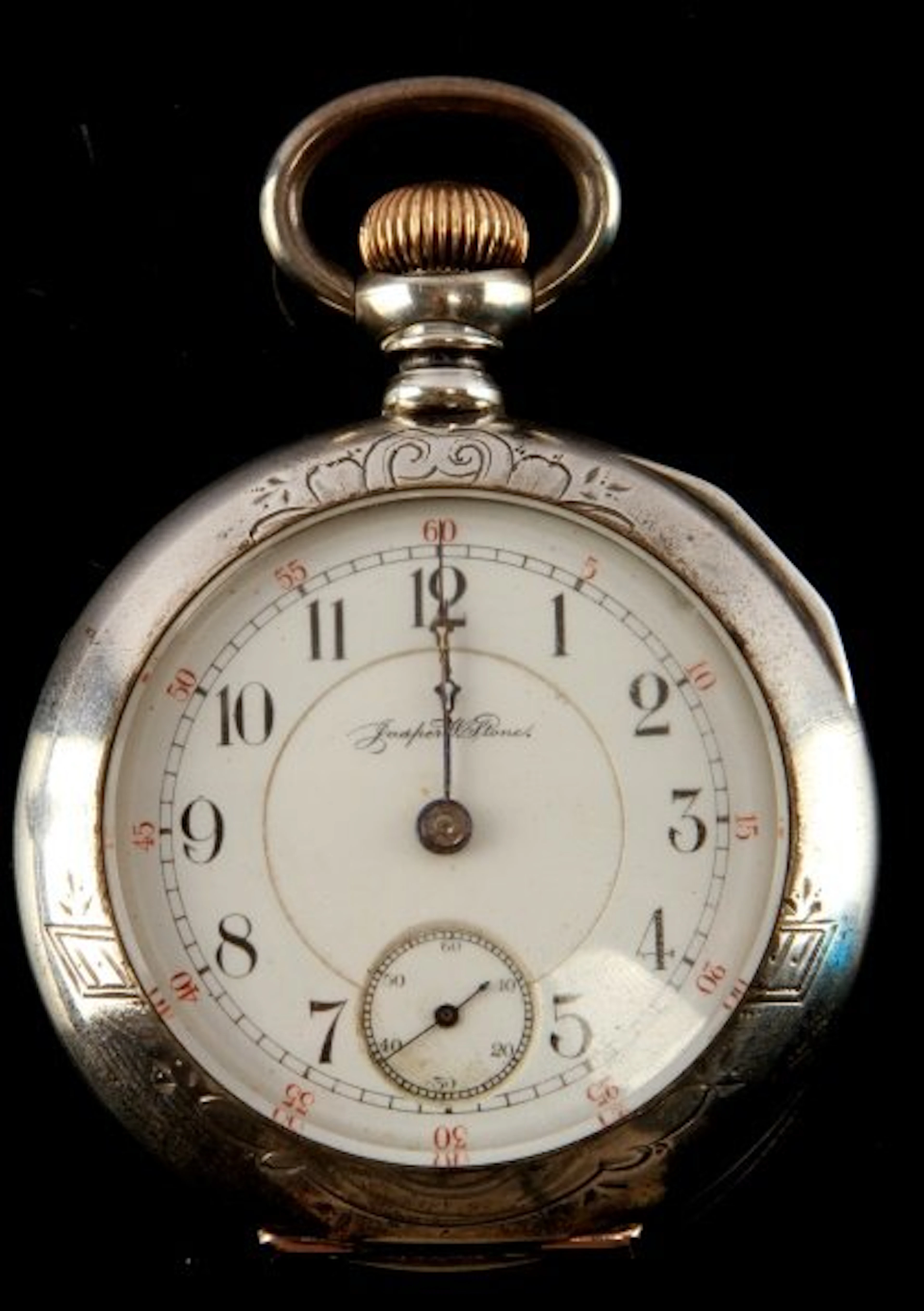 Vintage coin silver jasper w. stone pocket watch