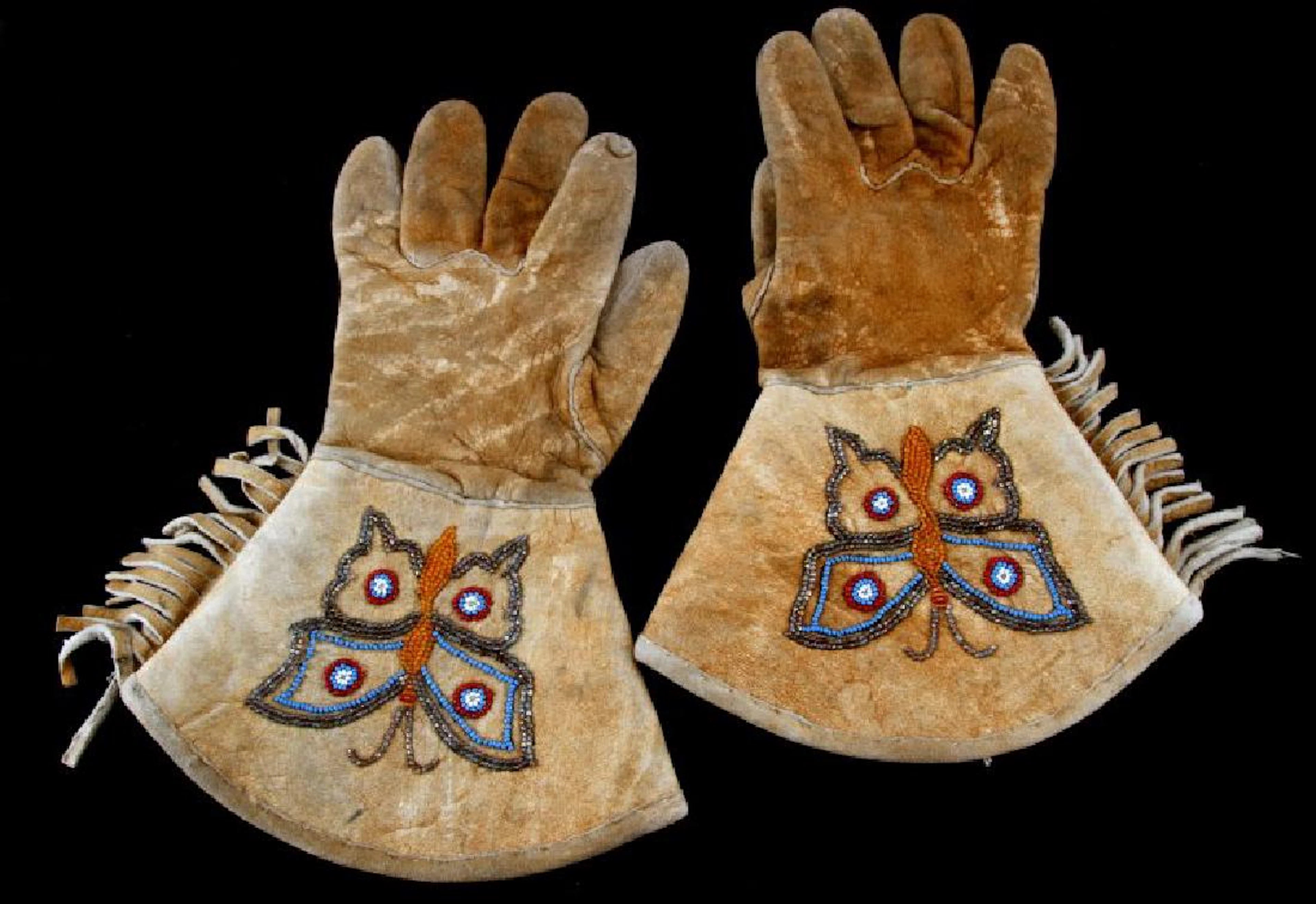 Antique beaded native american gauntlet gloves