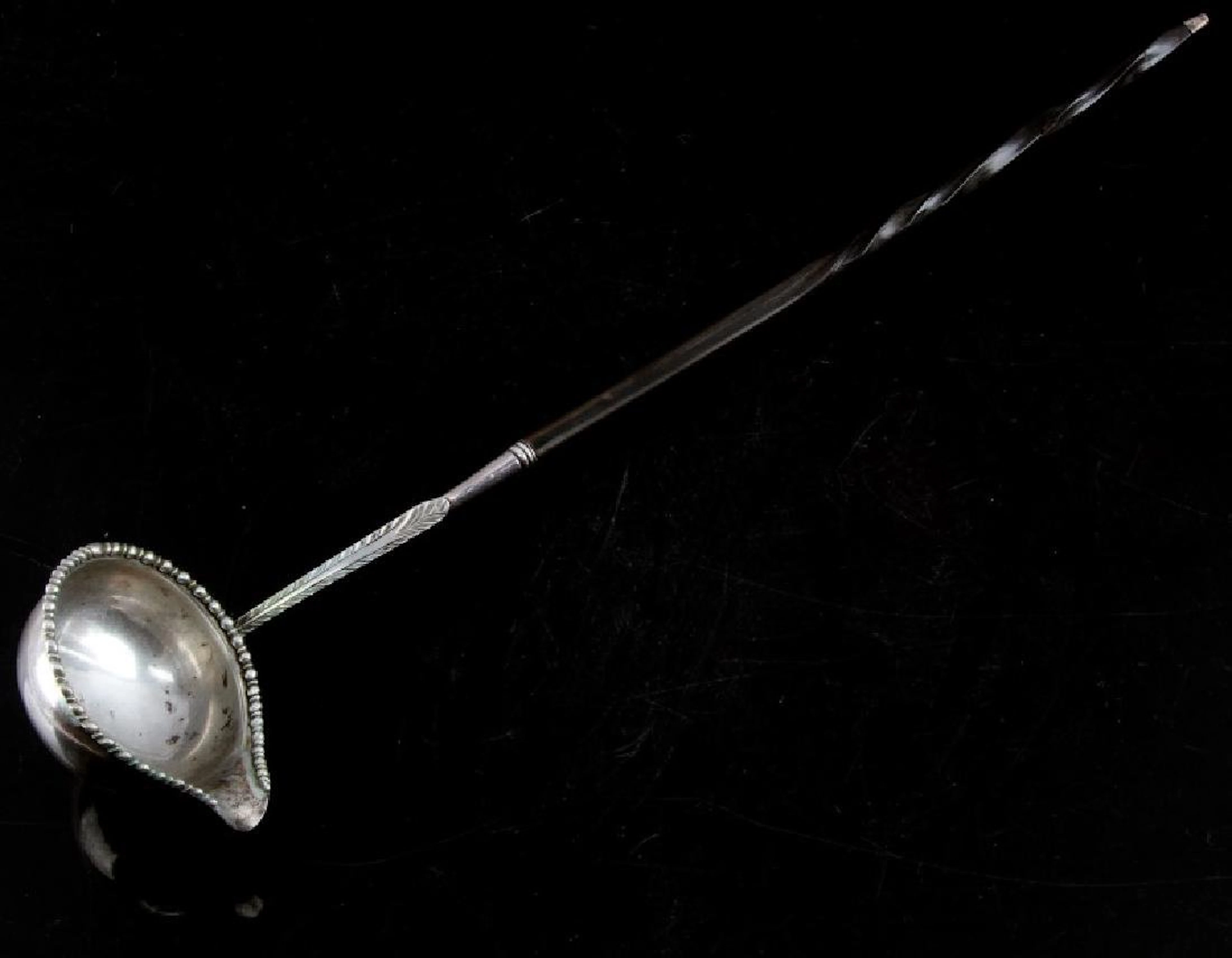 Georgian silver ladle with whale baleen handle
