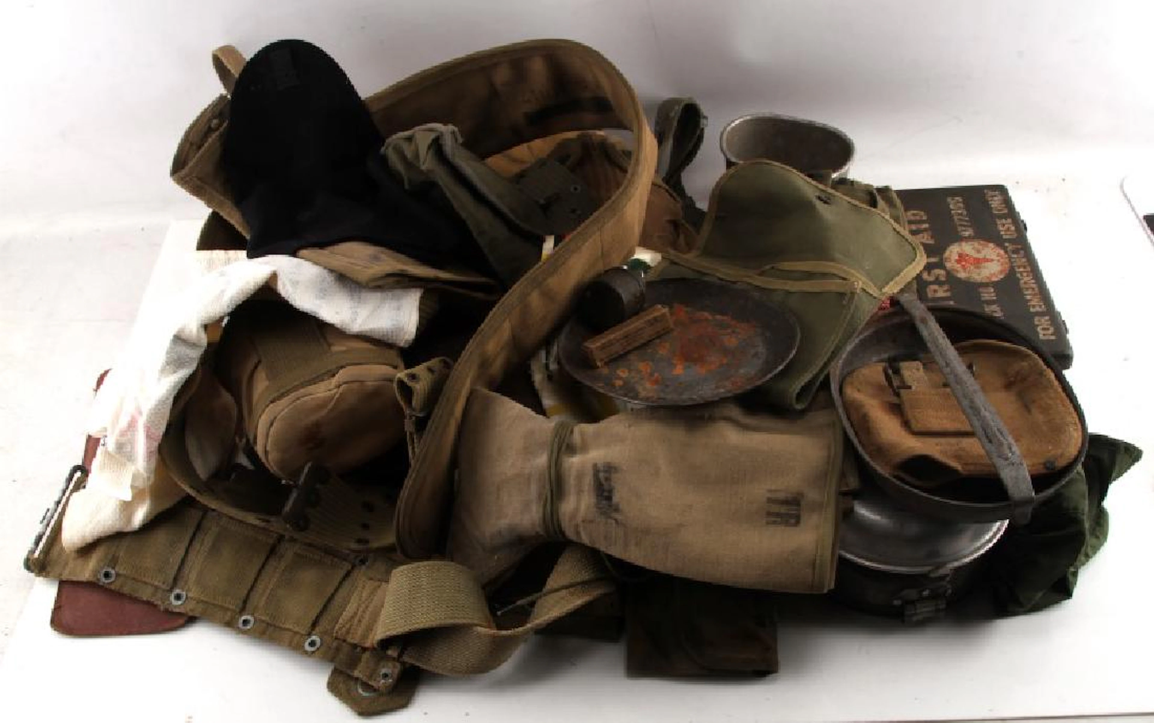 Wwii web gear & military collectible lot big group