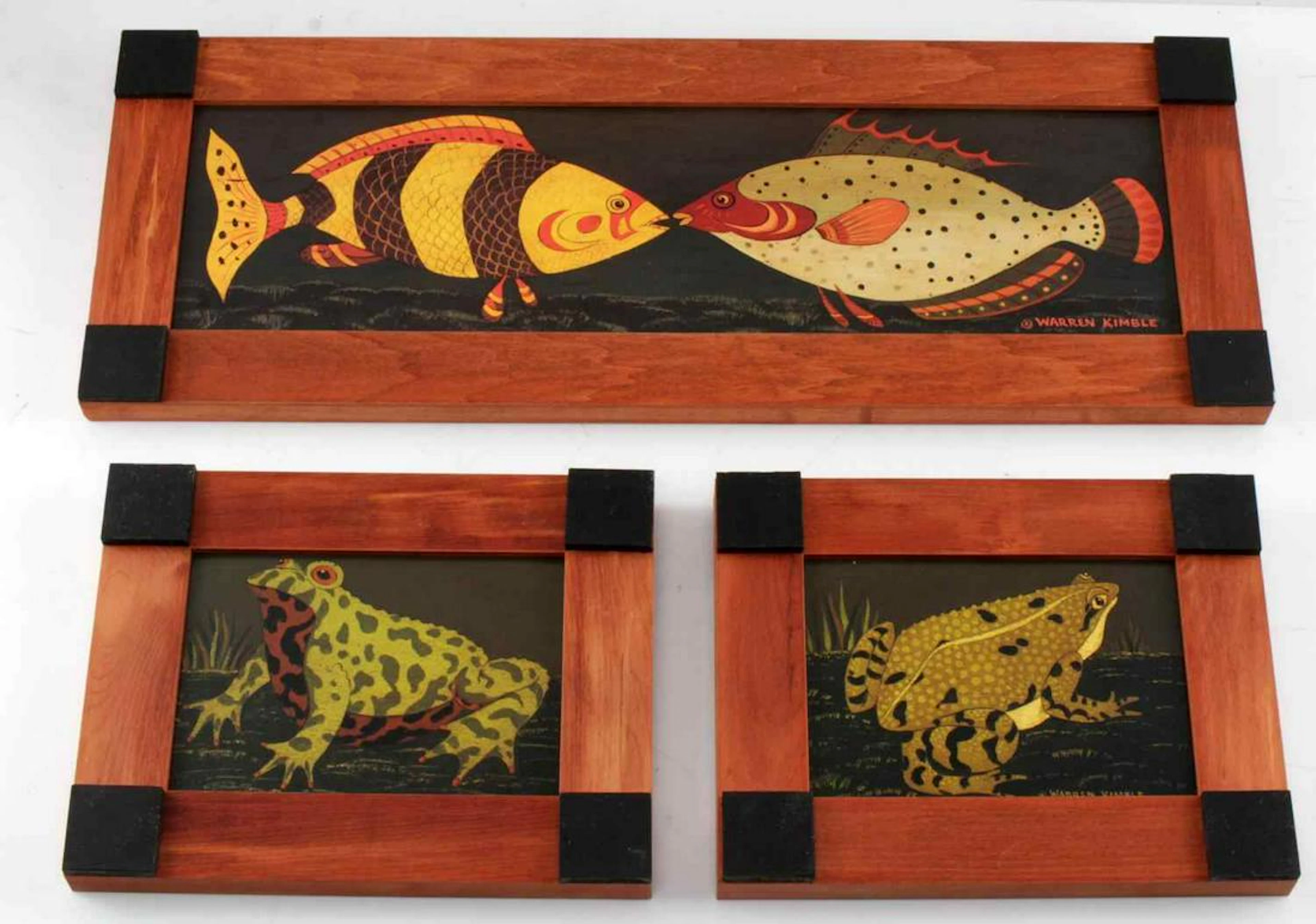 Lot 3 warren kimble framed animal prints