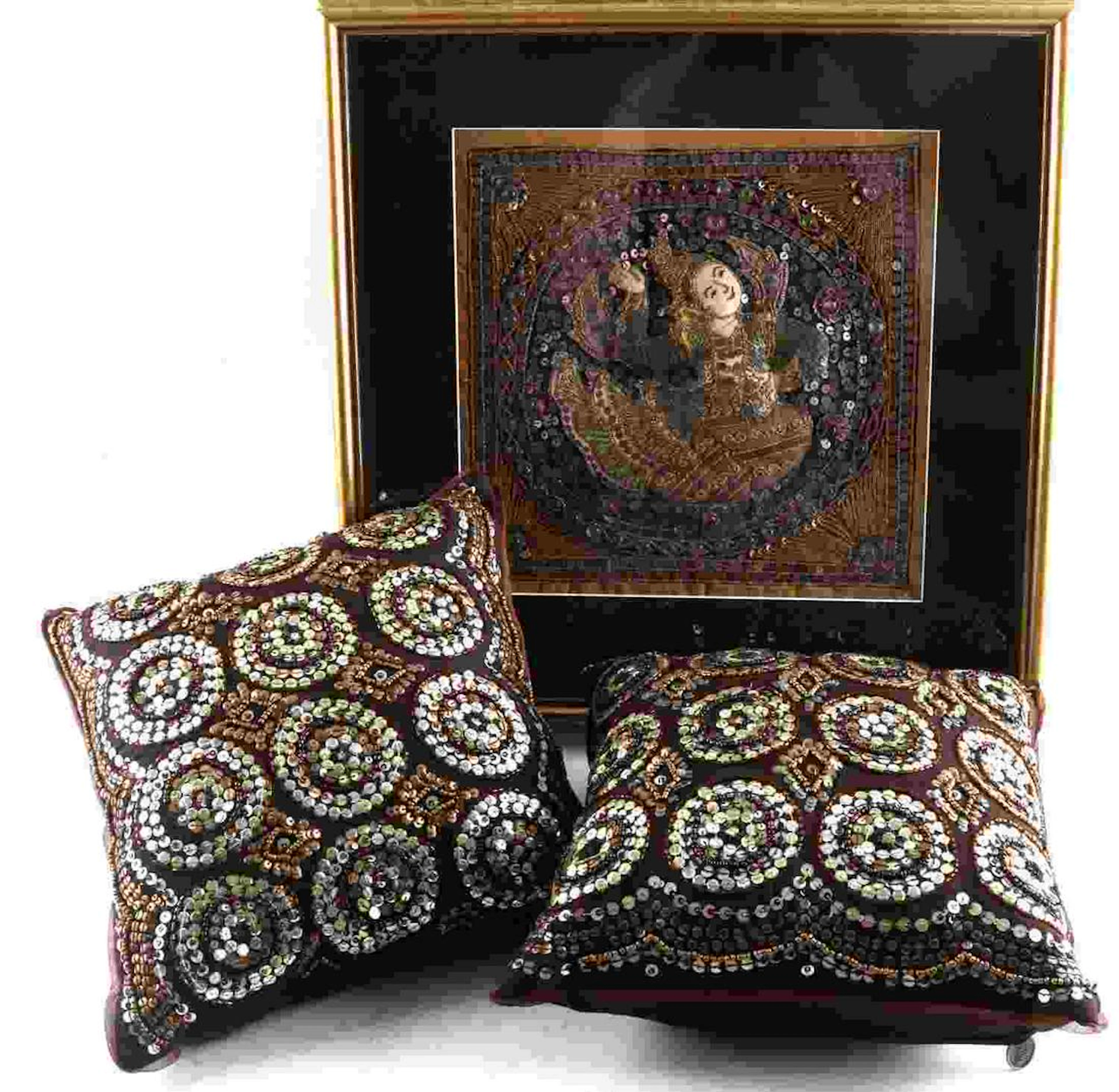 Three dimensional textile balinese dancer pillows
