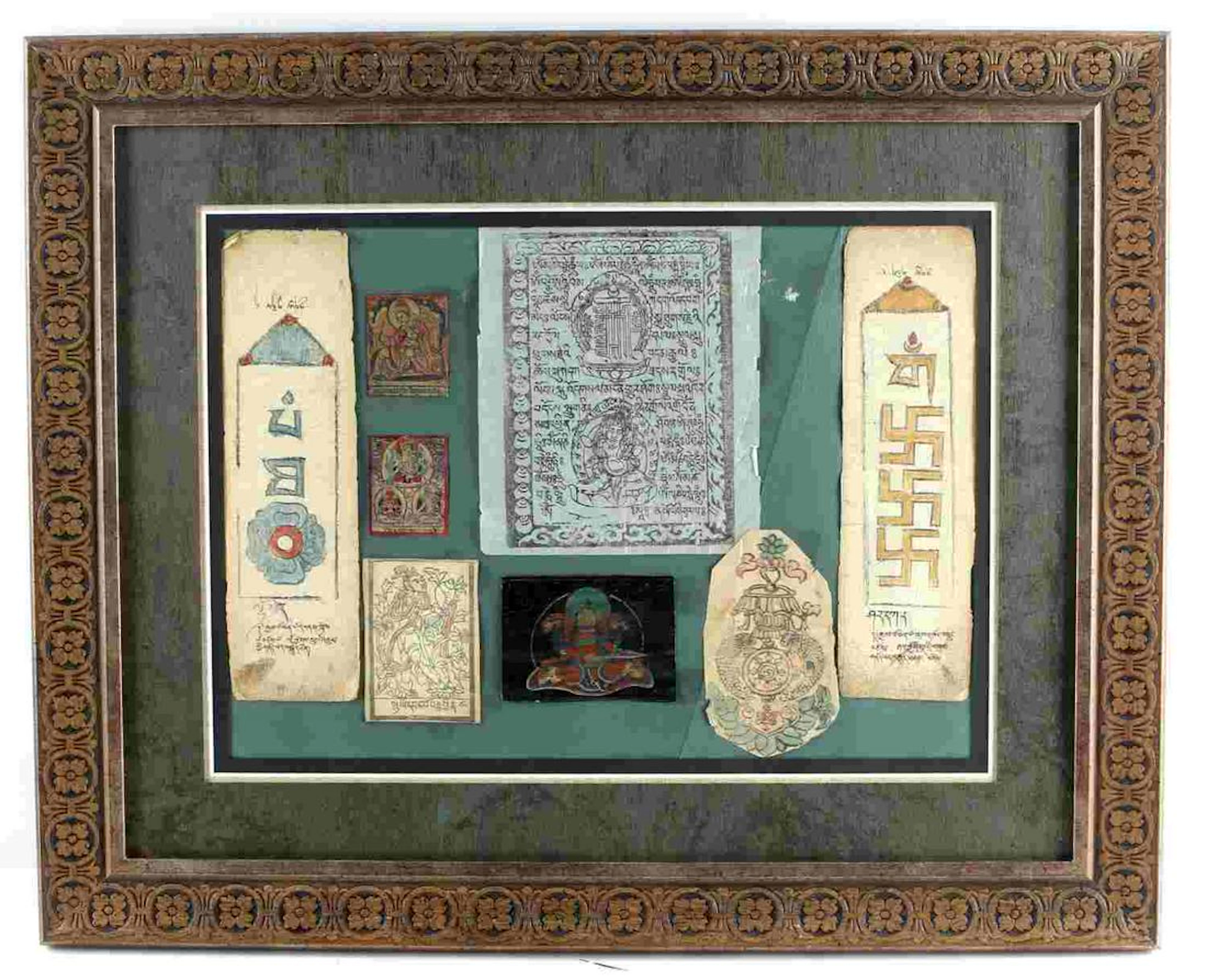 19th century printed buddhist paper paraphernalia
