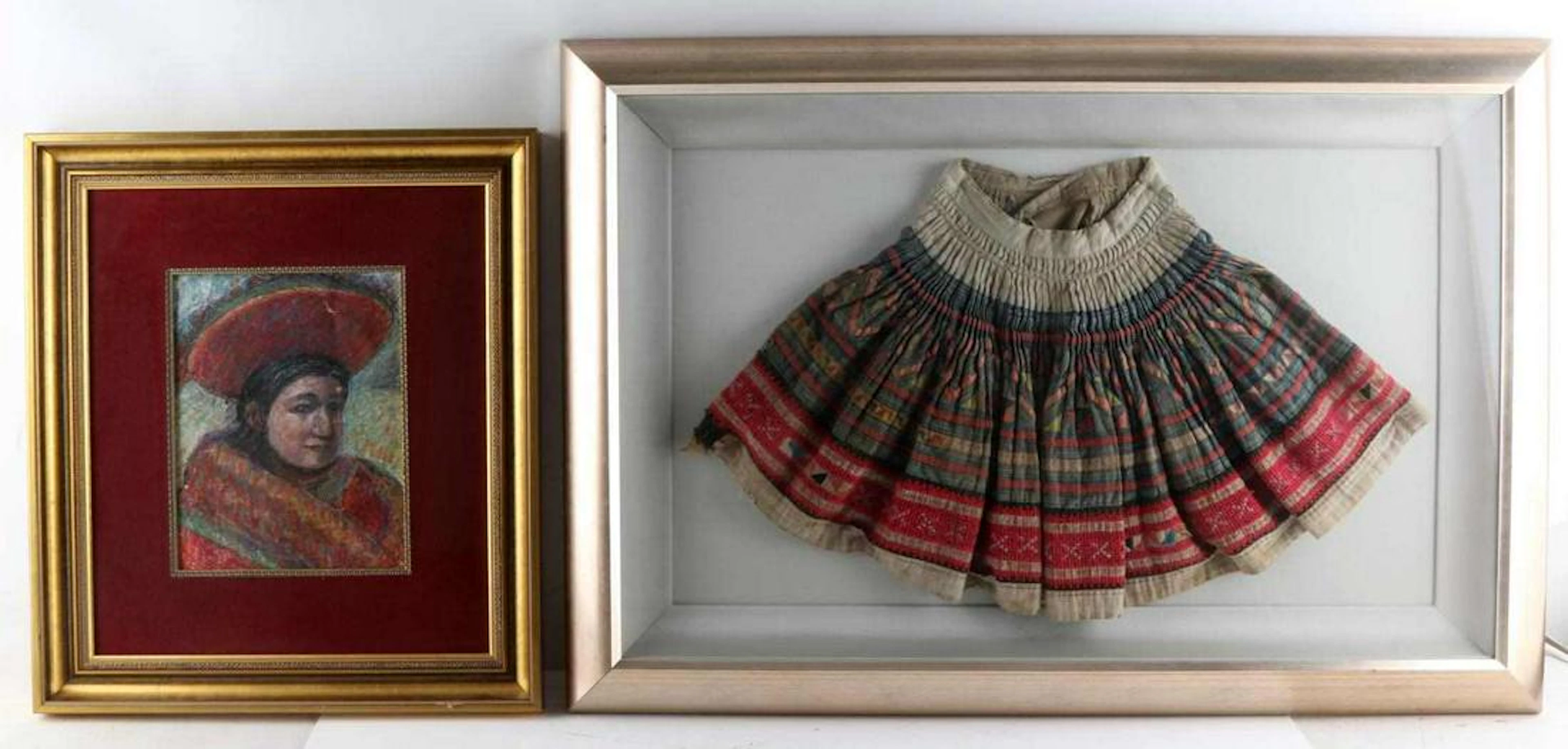 Lot latin american indigenous painting and skirt