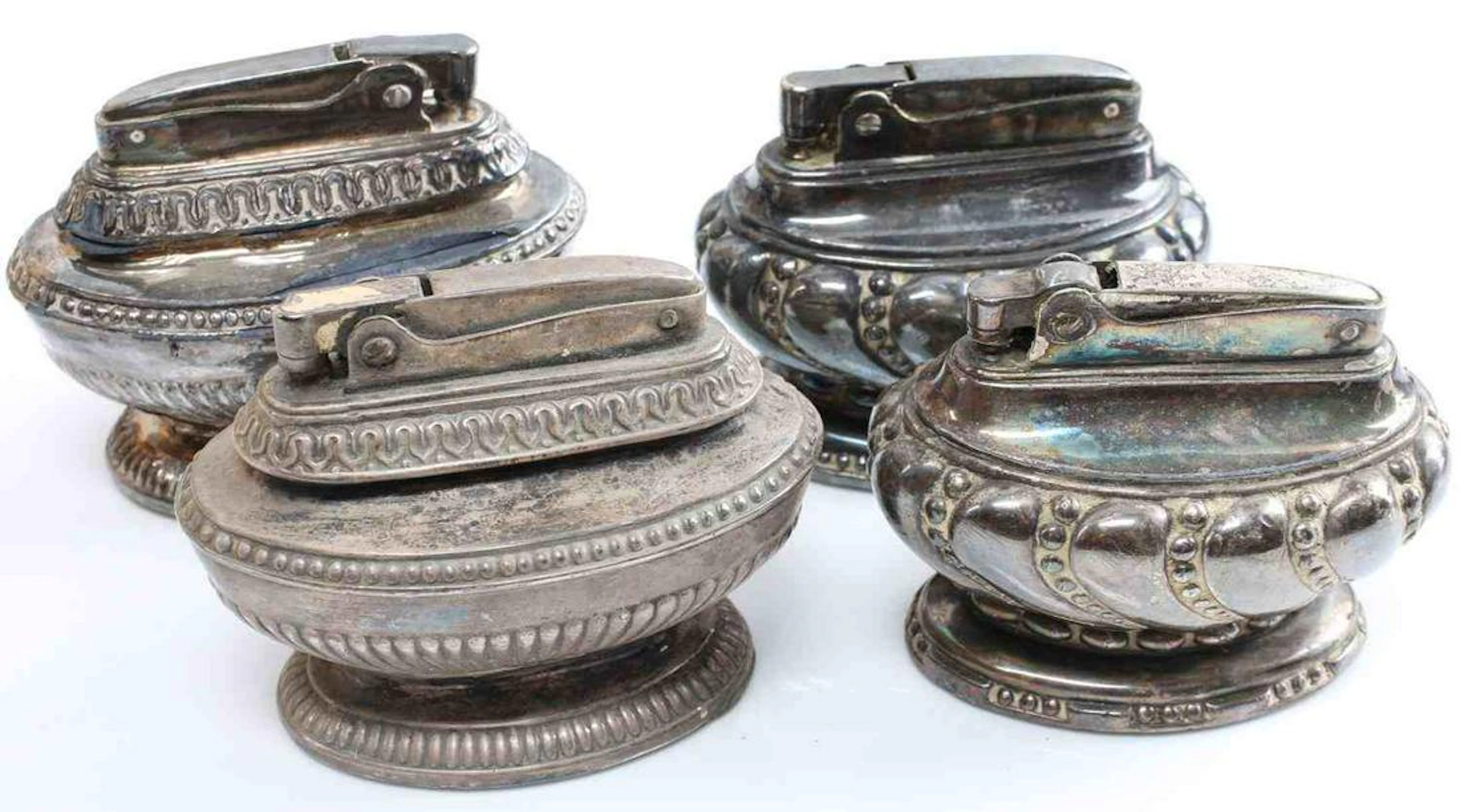 4 ronson sterling silver plate antique lighters