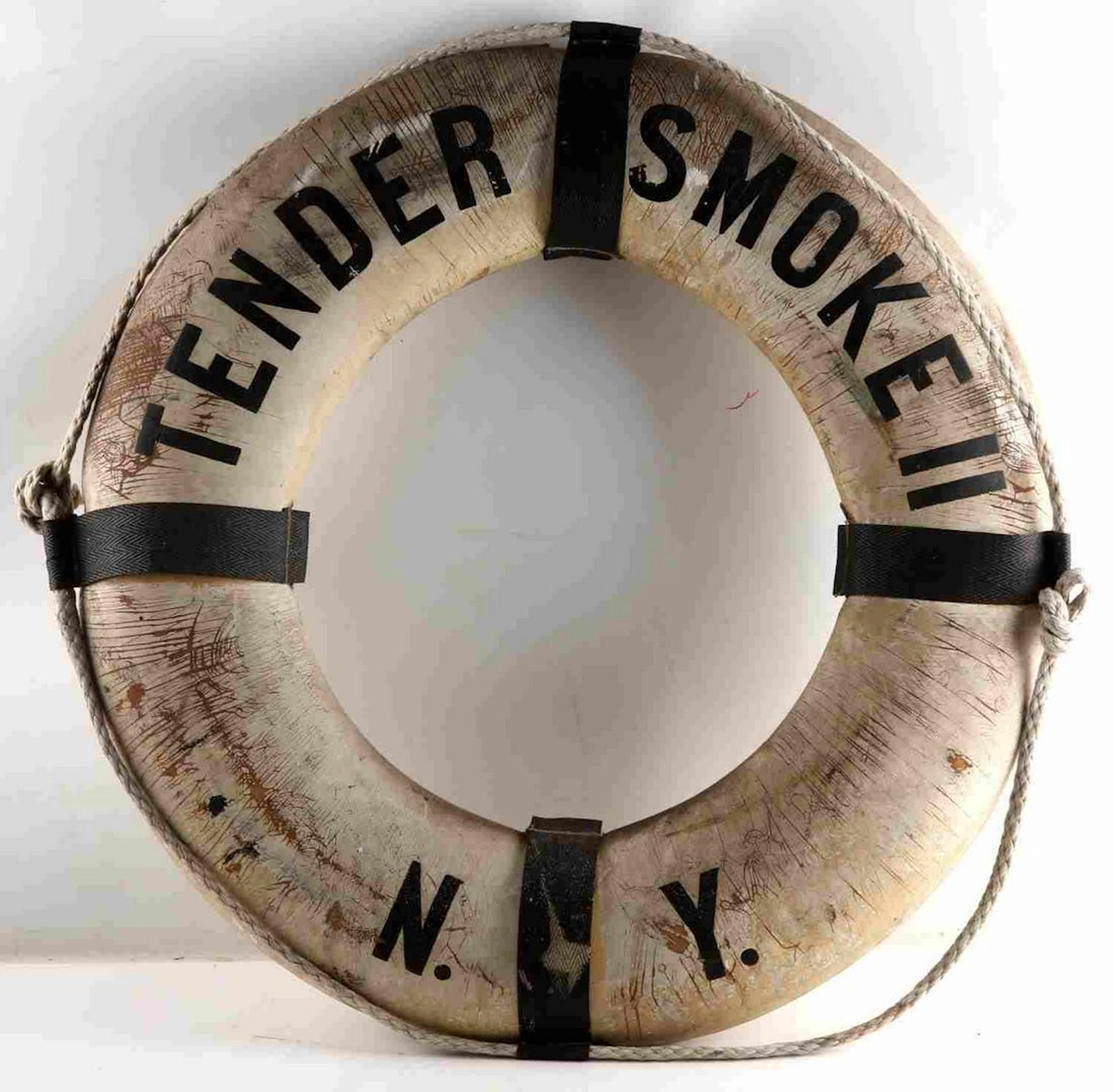 Antique tender smoke ii nyc fire boat life ring
