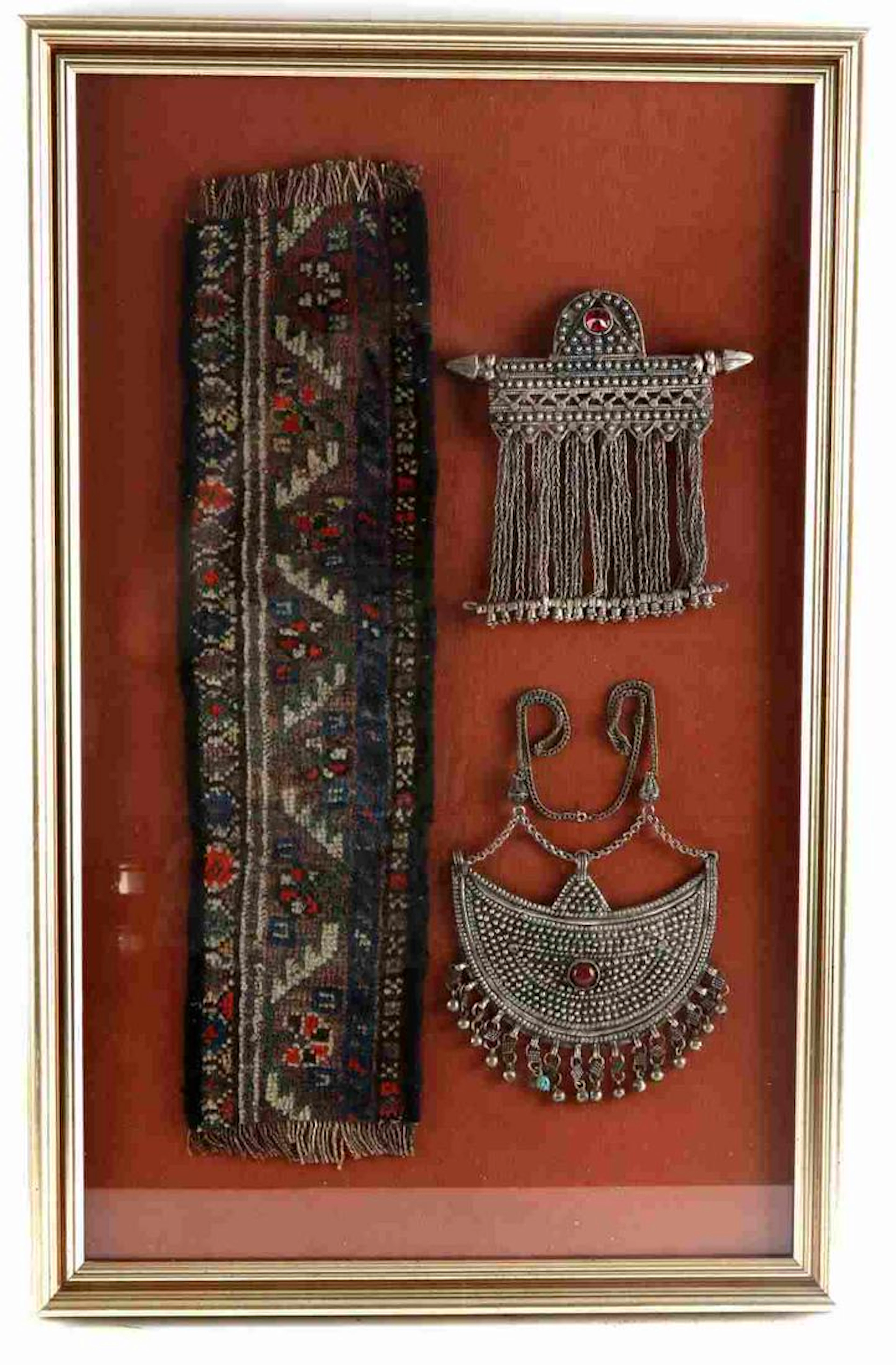 Afghan or turkish tribal necklace and textile