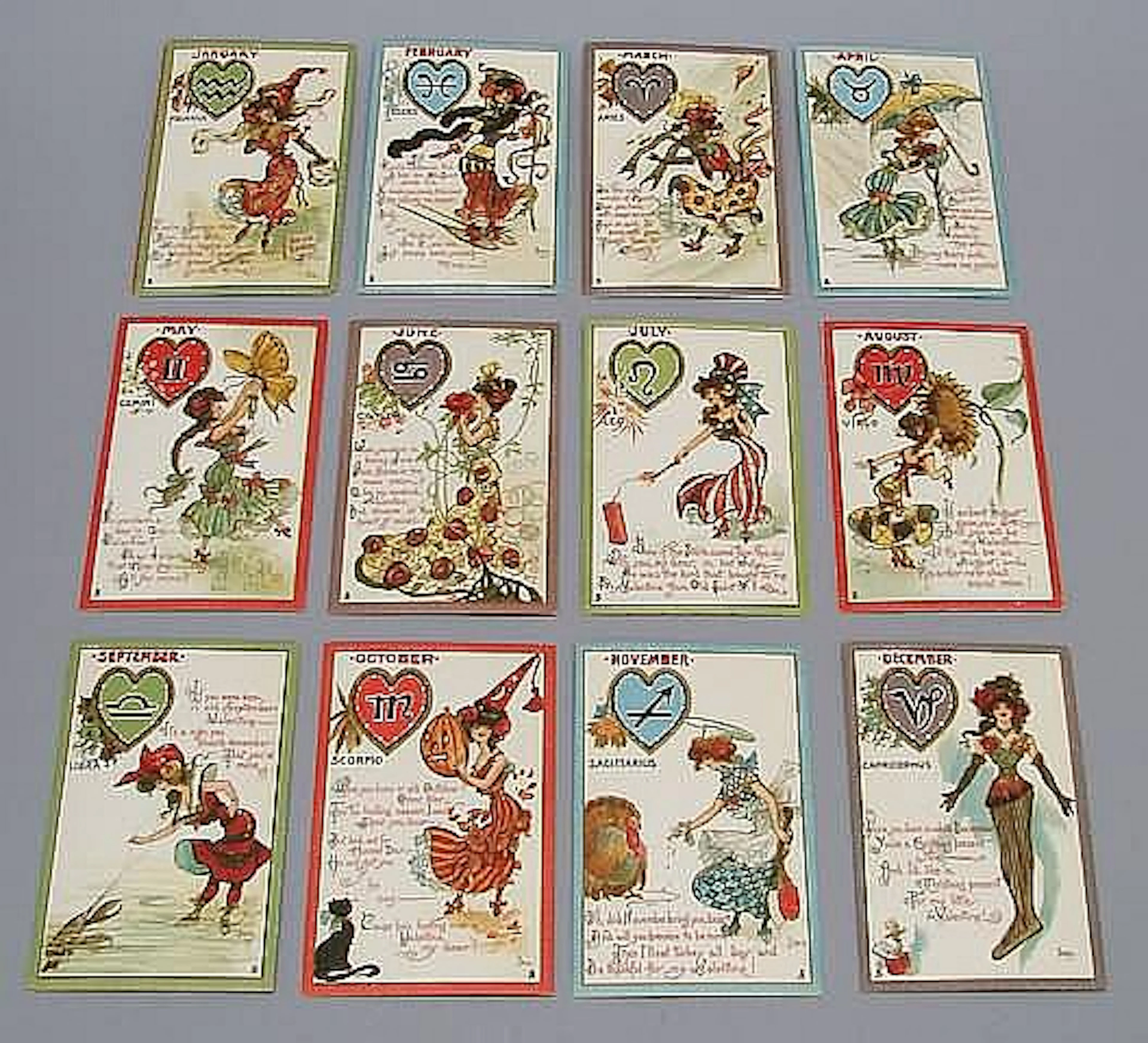 Tuck Postcards-Zodiac Series Complete set of 12