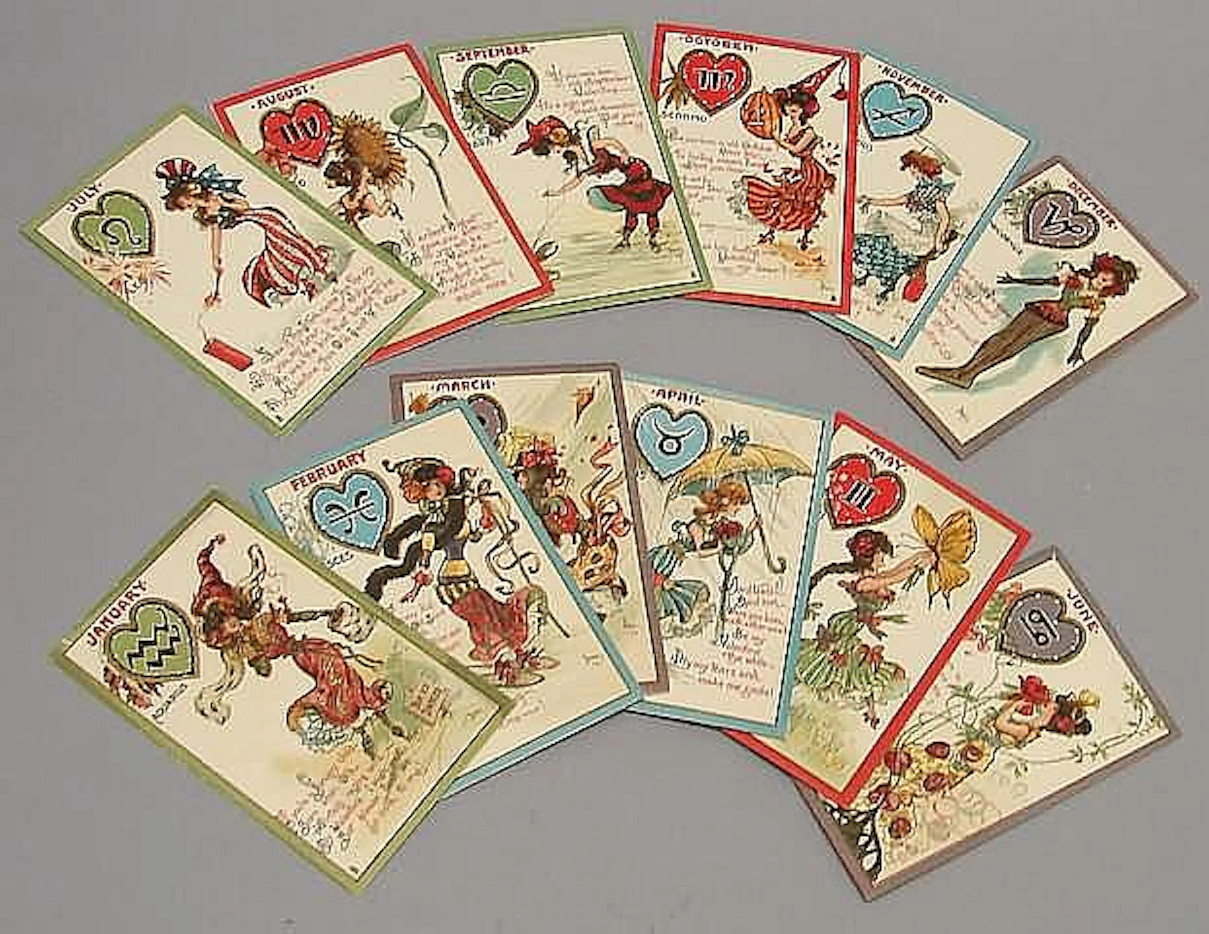 Tuck Postcards-Zodiac Series Complete set of 12